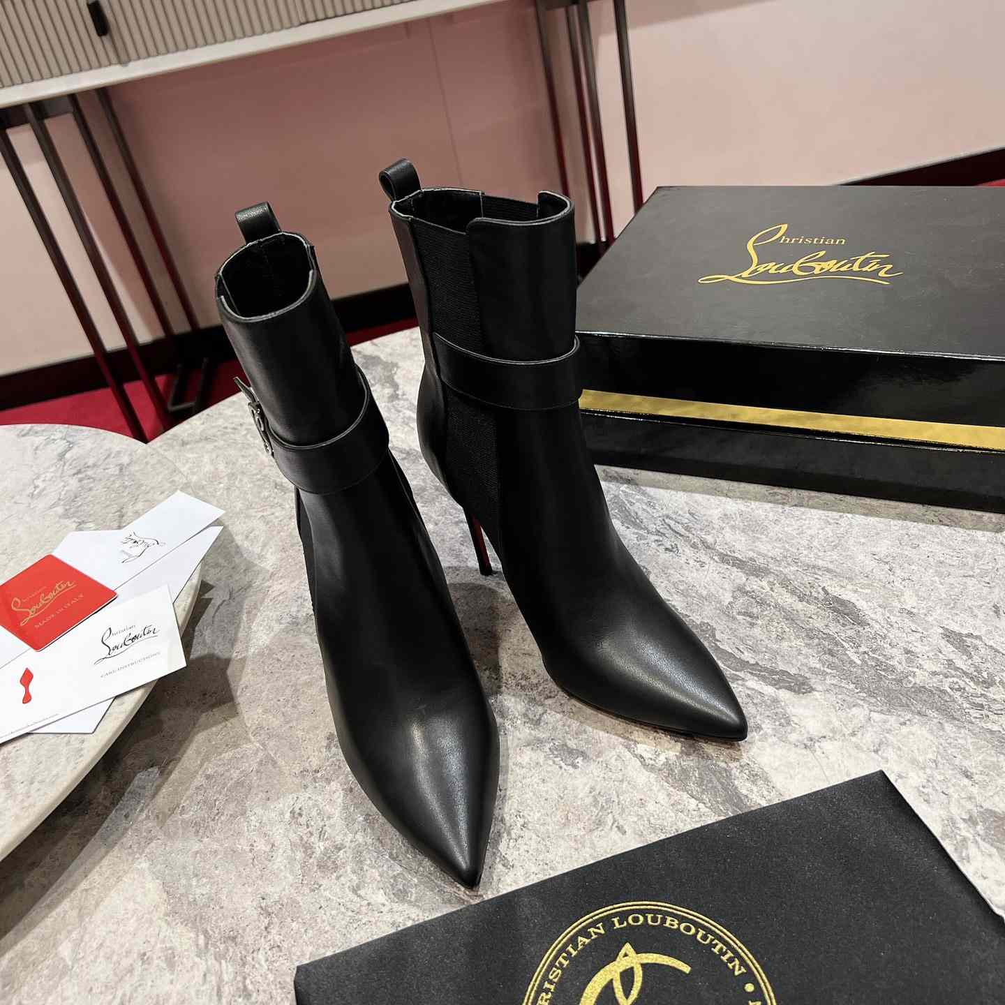 Christian Louboutin Black Cl Chelsea Booty 100 - DopestKickz