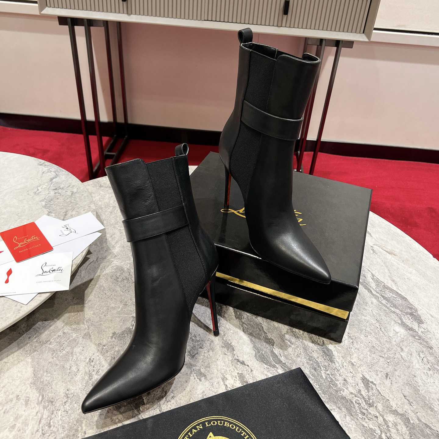 Christian Louboutin Black Cl Chelsea Booty 100 - DopestKickz