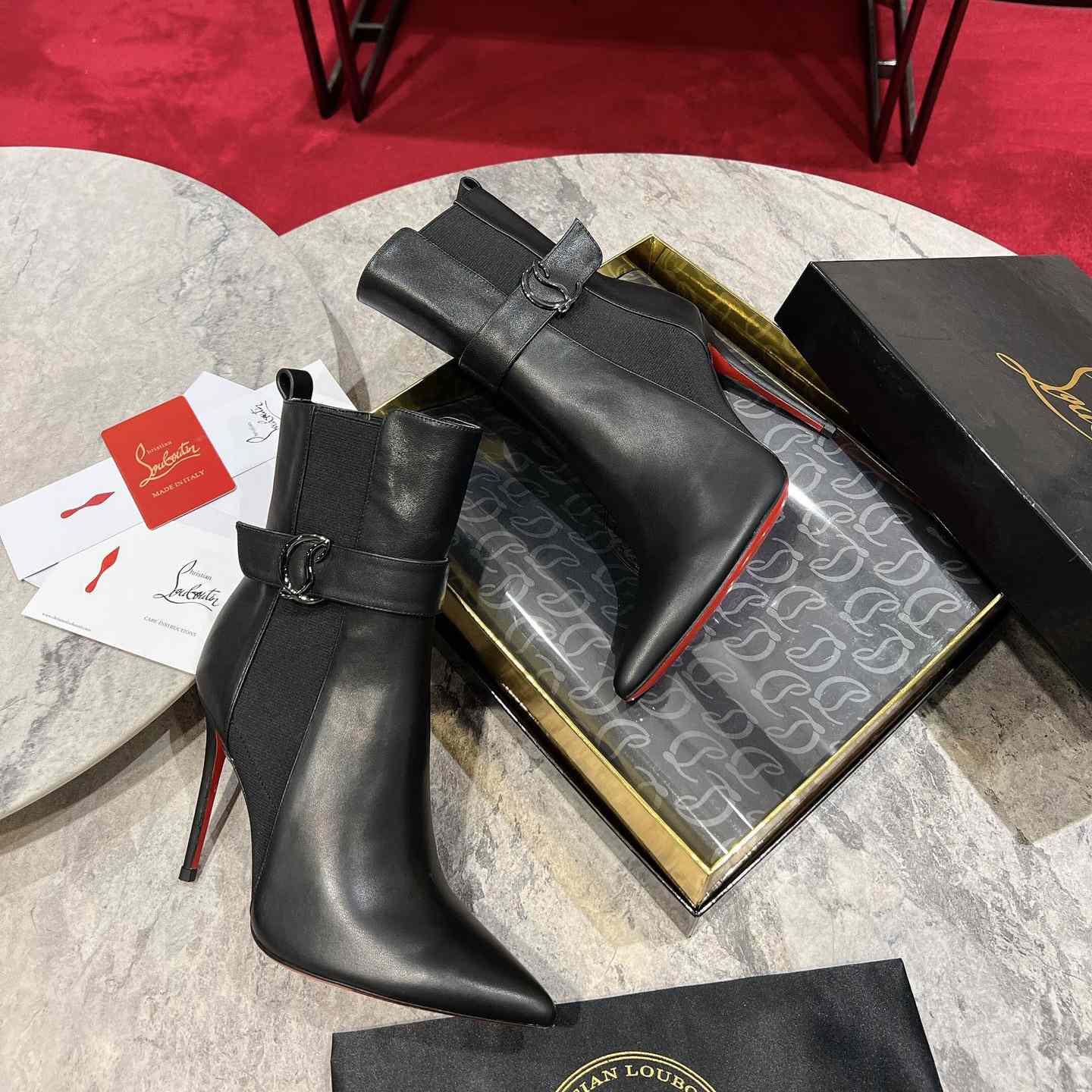 Christian Louboutin Black Cl Chelsea Booty 100 - DopestKickz