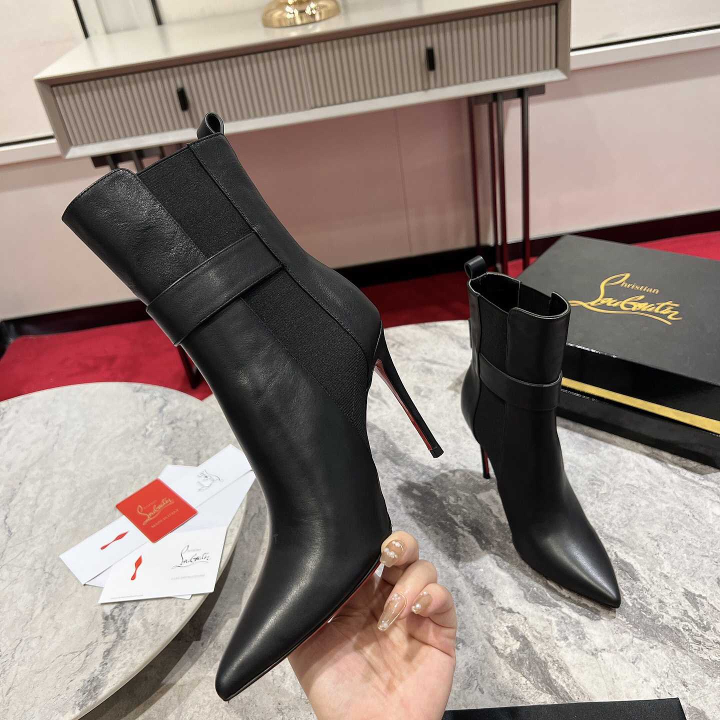 Christian Louboutin Black Cl Chelsea Booty 100 - DopestKickz