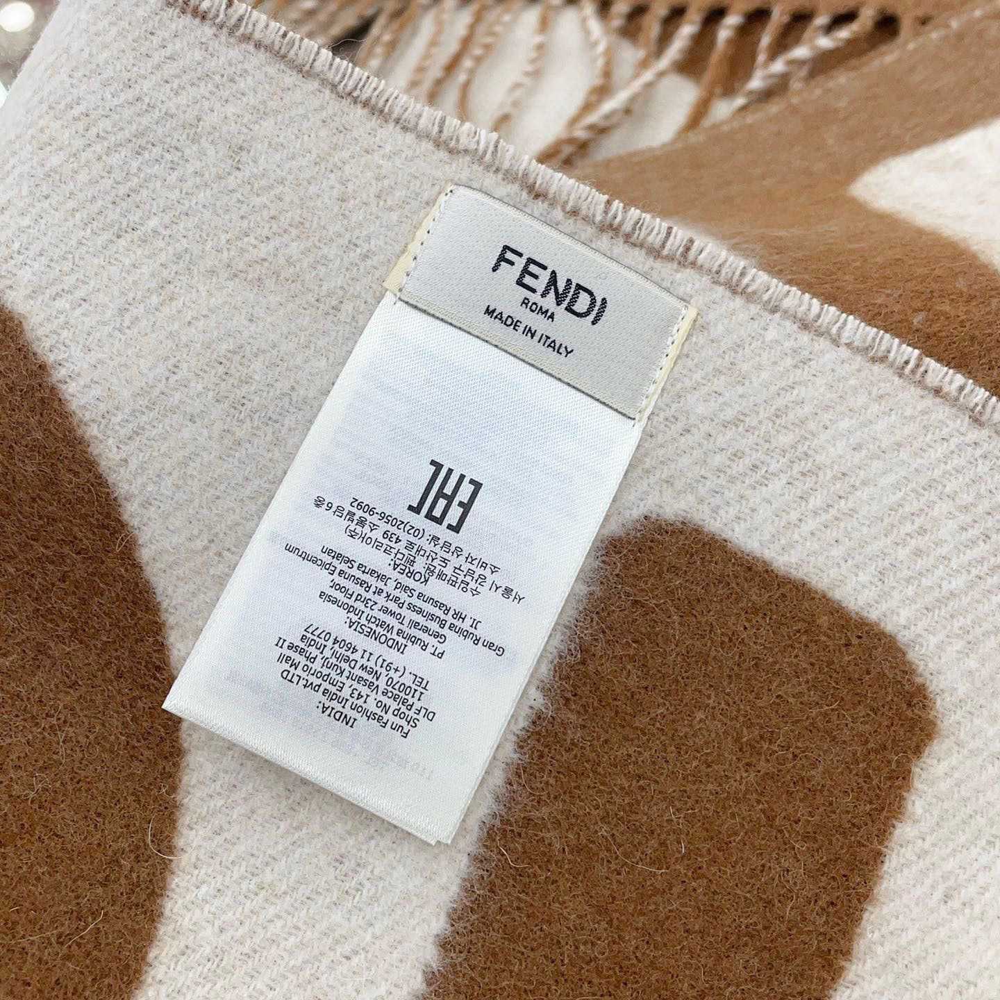 Fendi Brown And Beige Wool Scarf - DopestKickz