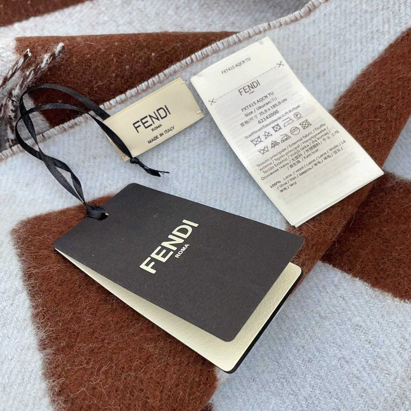 Fendi Brown And Light Blue Wool Scarf  - DopestKickz