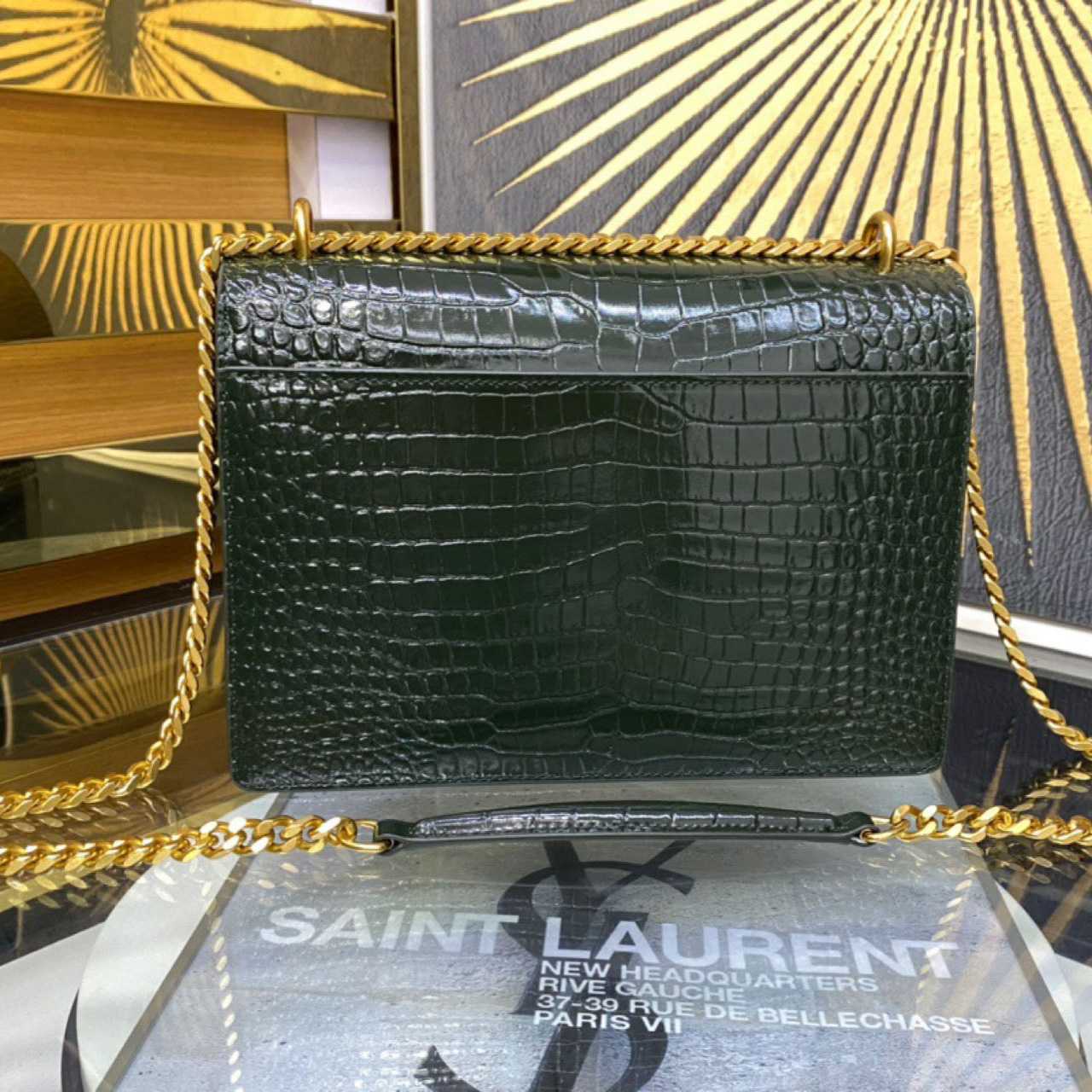 Saint Laurent Sunset Medium In Crocodile Embossed Leather(22-8-16cm) - DopestKickz