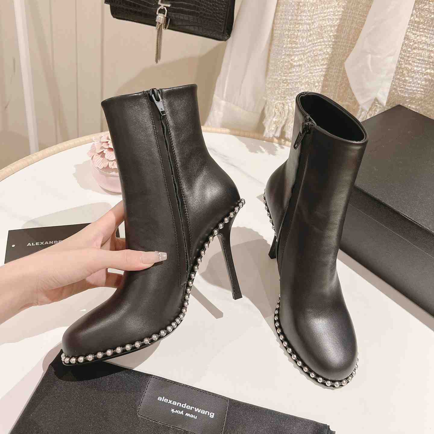Alexander Wang Nova Round Toe Ankle Boot In Leather - DopestKickz