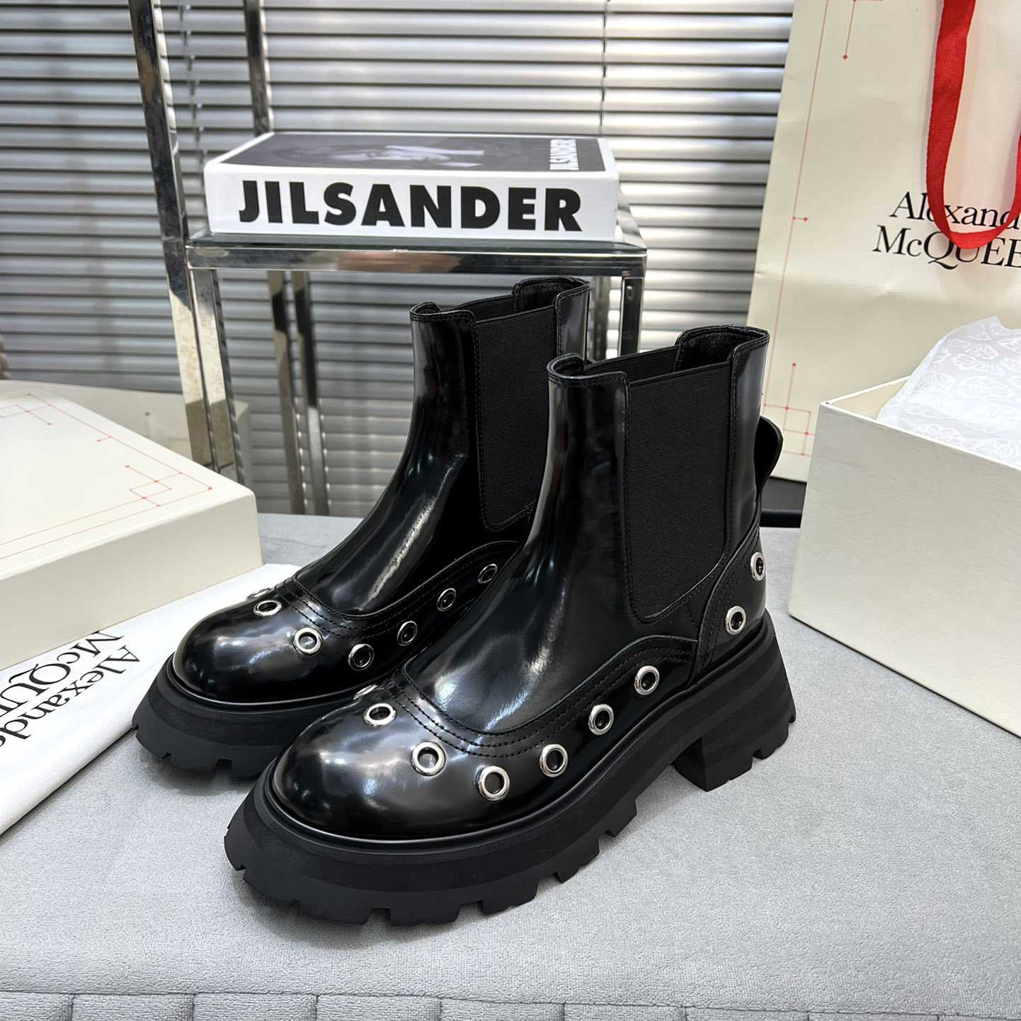 Alexander Mcqueen Stud Embellishment Ankle Boots - DopestKickz
