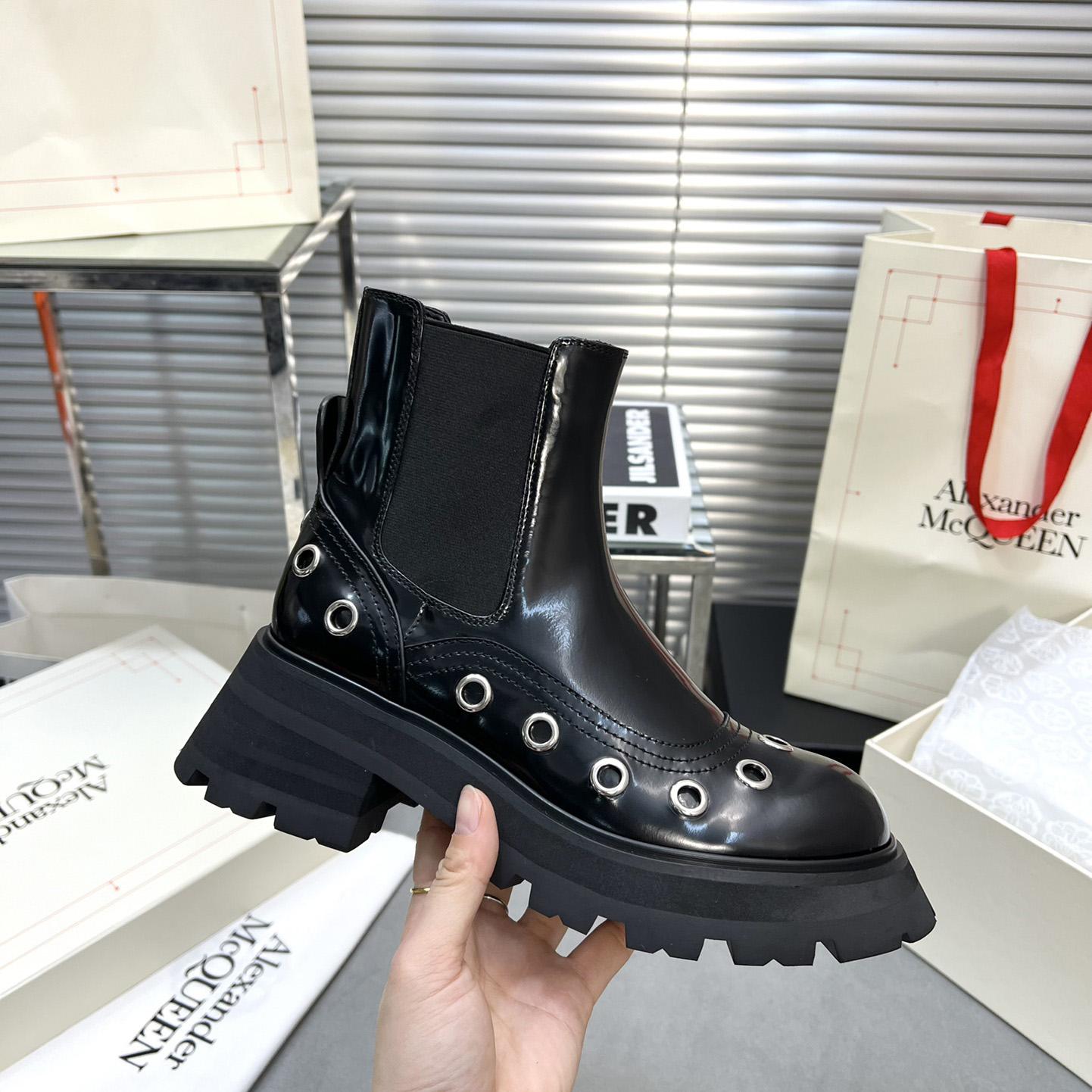 Alexander Mcqueen Stud Embellishment Ankle Boots - DopestKickz