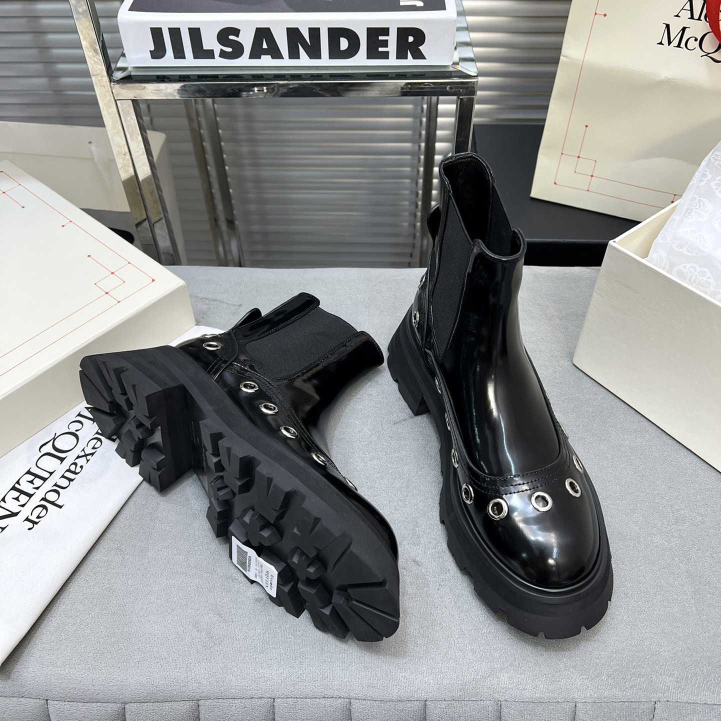 Alexander Mcqueen Stud Embellishment Ankle Boots - DopestKickz