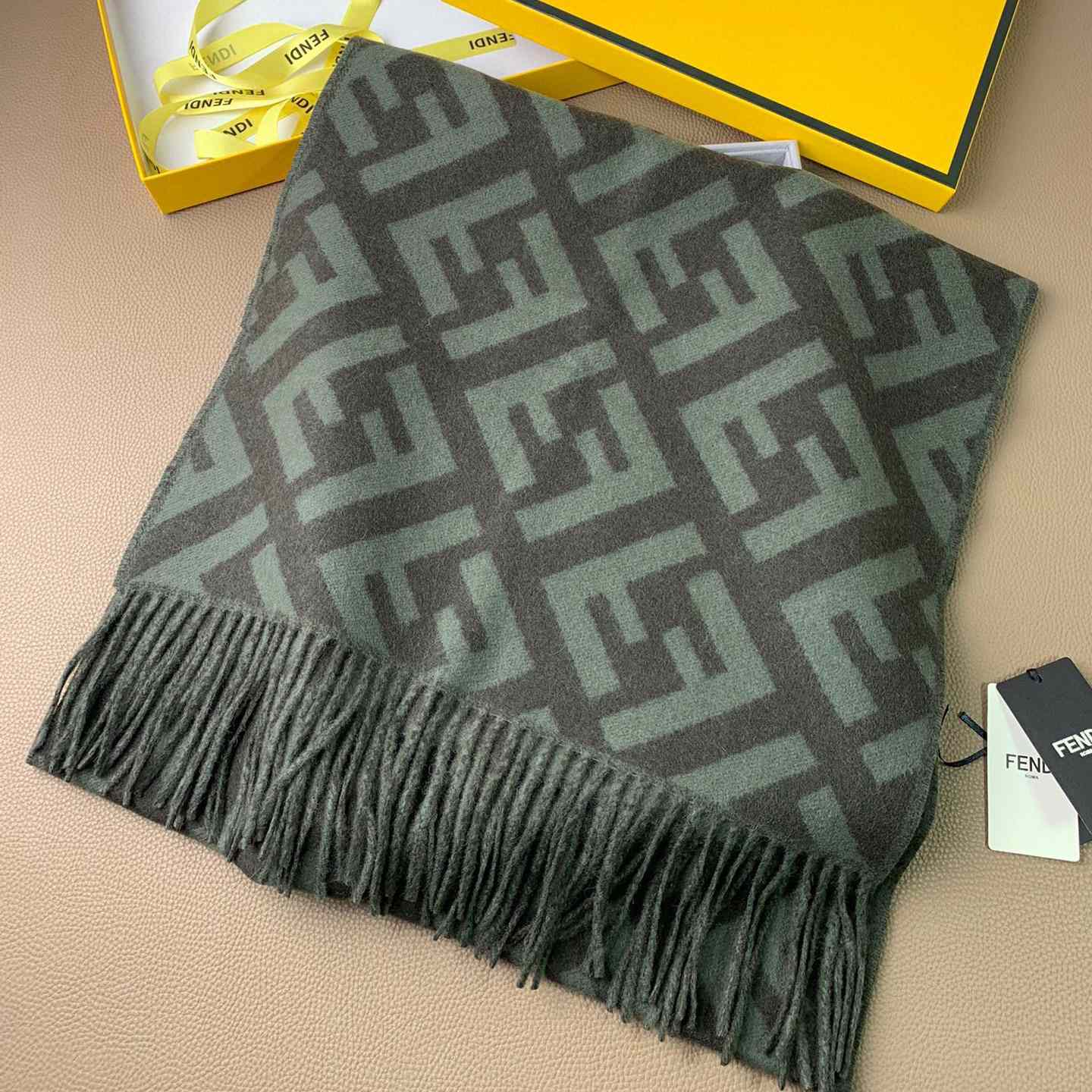 Fendi Green Cashmere Scarf - DopestKickz