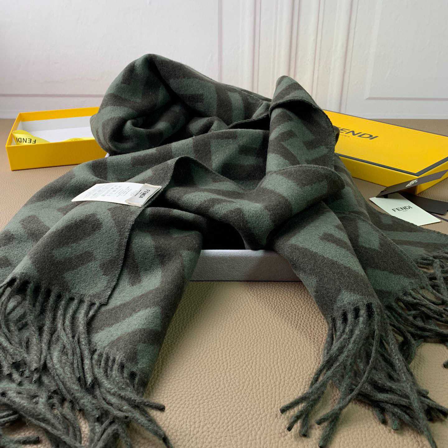 Fendi Green Cashmere Scarf - DopestKickz