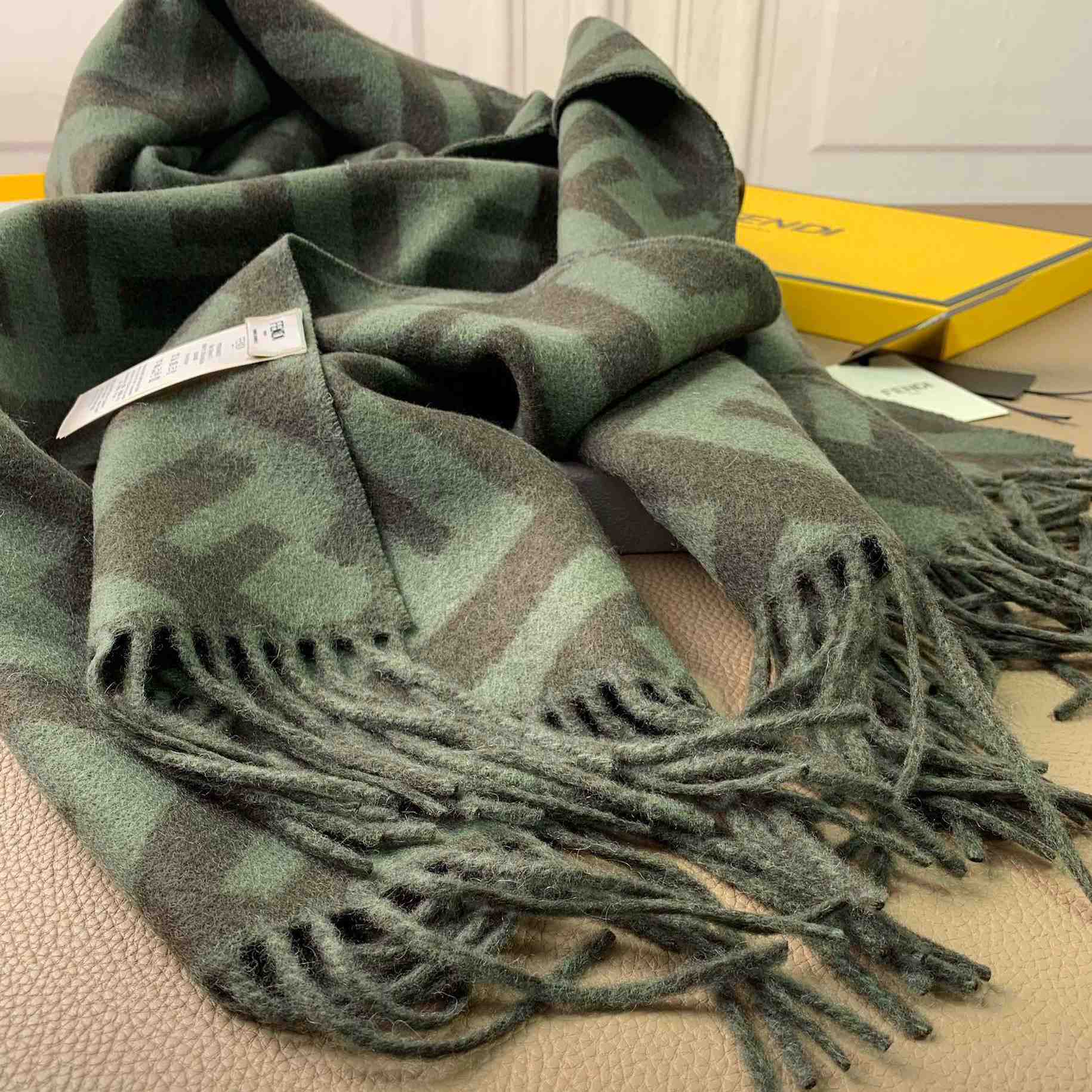 Fendi Green Cashmere Scarf - DopestKickz