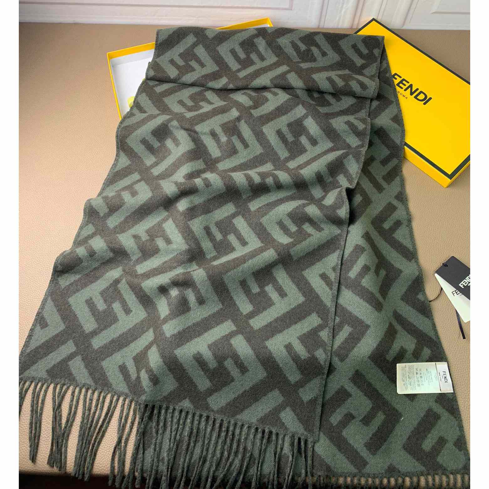 Fendi Green Cashmere Scarf - DopestKickz