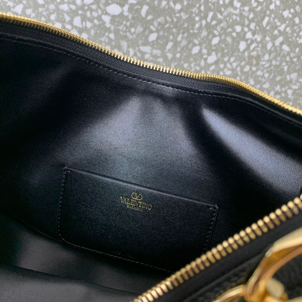Valenti Small VLogo Moon Hobo Bag In Leather With Chain  - DopestKickz