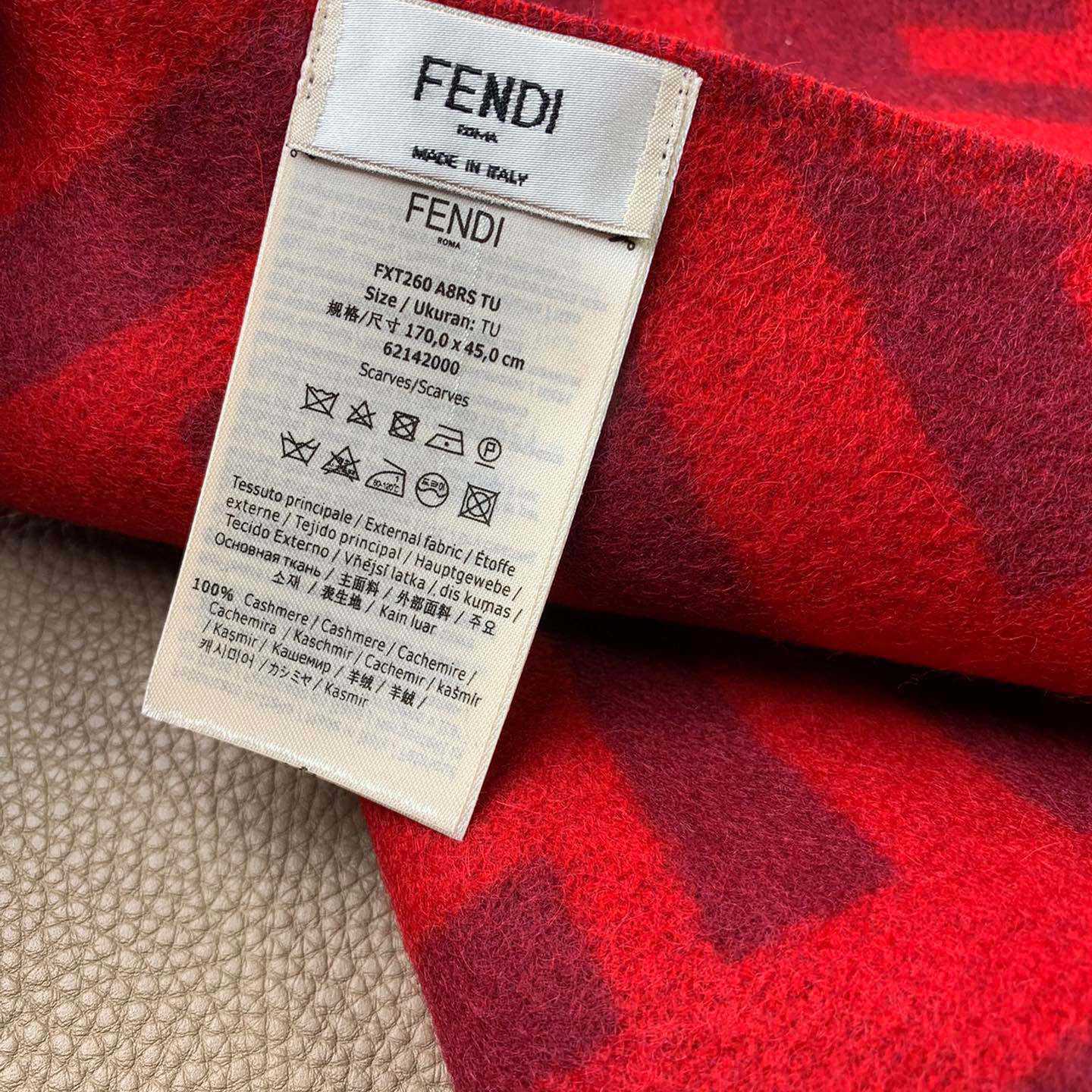 Fendi Red Cashmere Scarf - DopestKickz