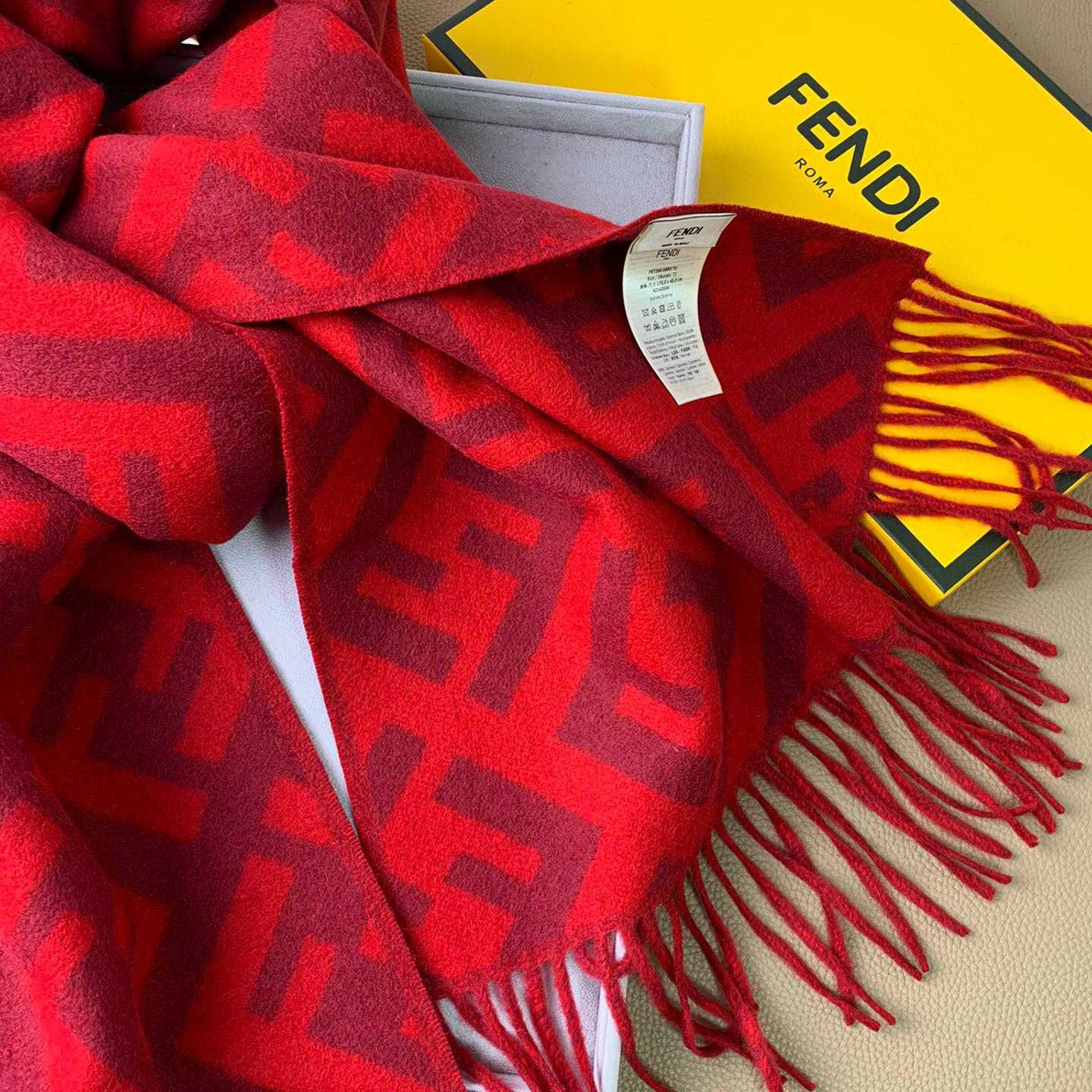 Fendi Red Cashmere Scarf - DopestKickz