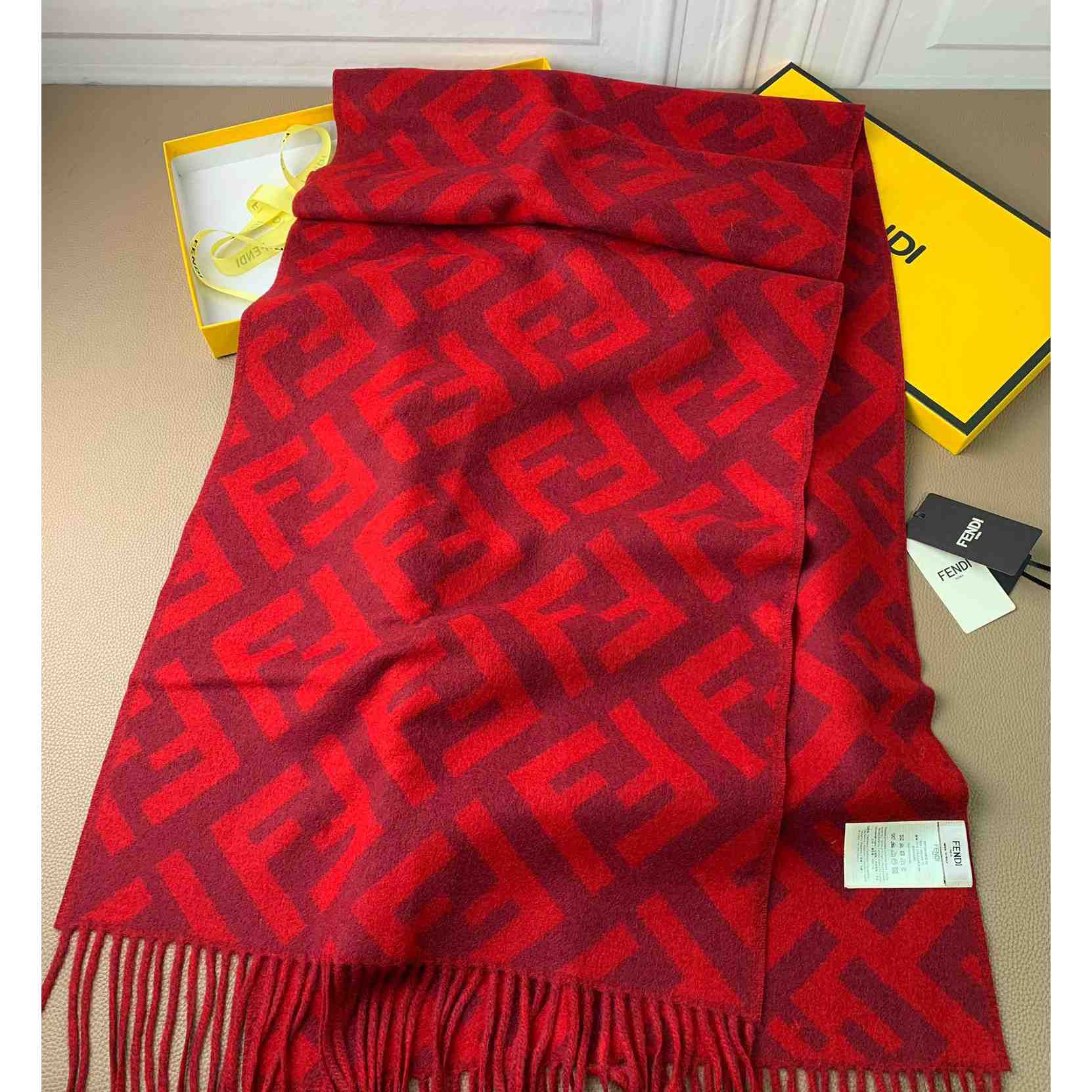 Fendi Red Cashmere Scarf - DopestKickz