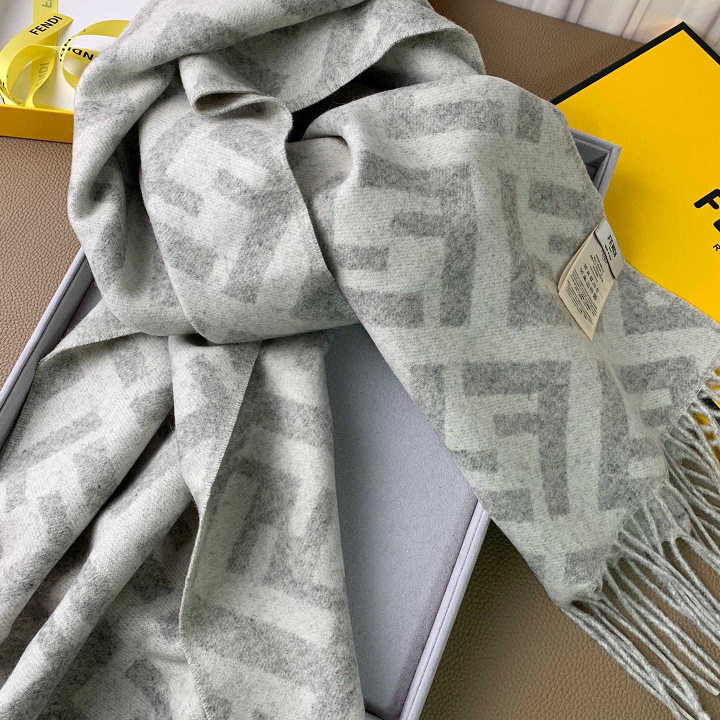 Fendi Pale Grey Cashmere Scarf - DopestKickz