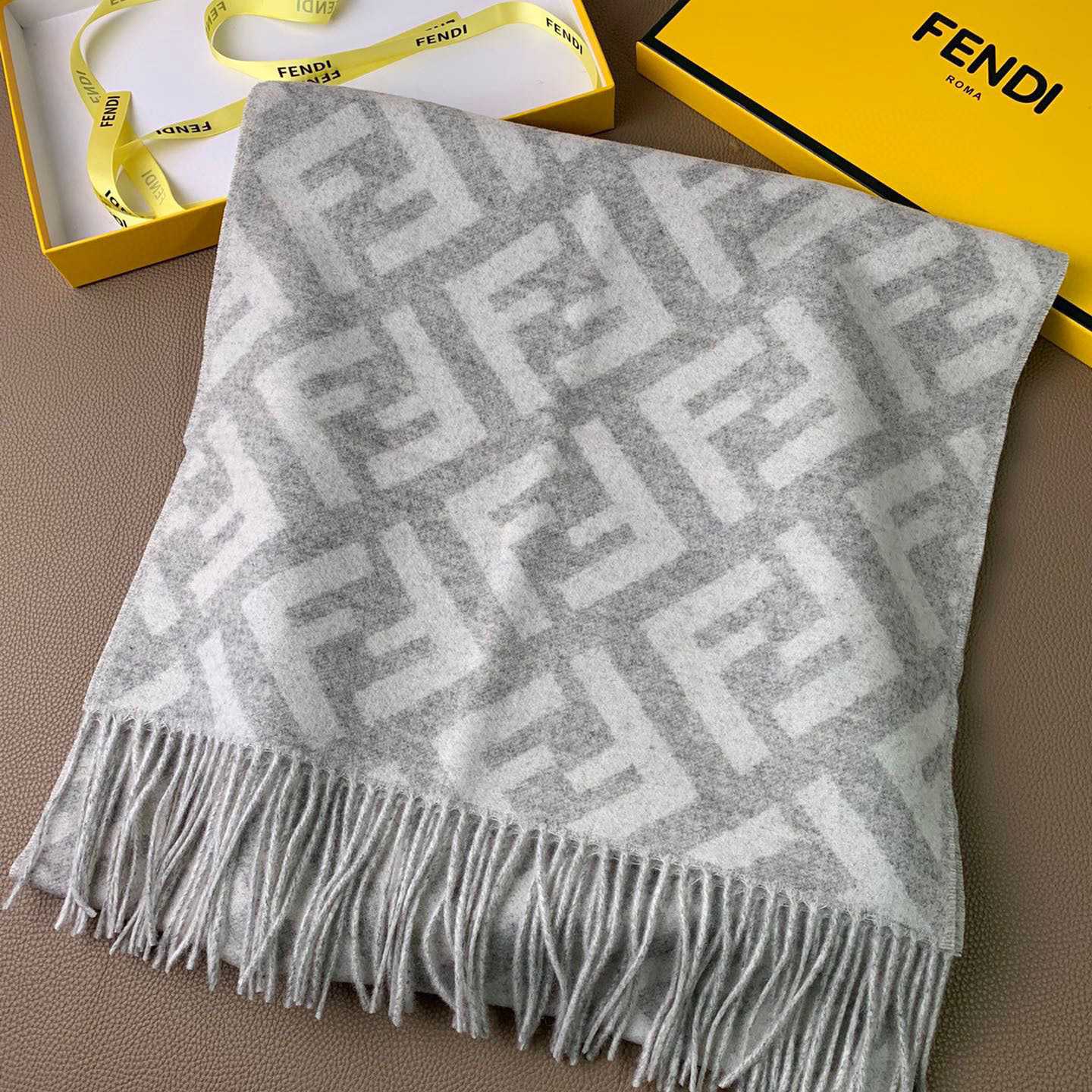 Fendi Pale Grey Cashmere Scarf - DopestKickz