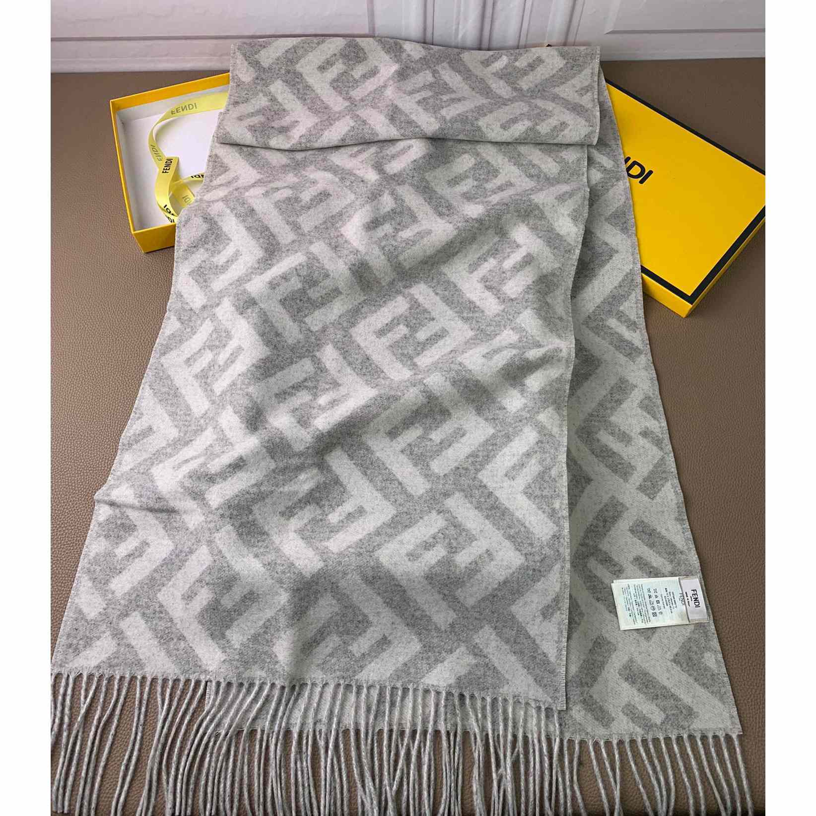 Fendi Pale Grey Cashmere Scarf - DopestKickz