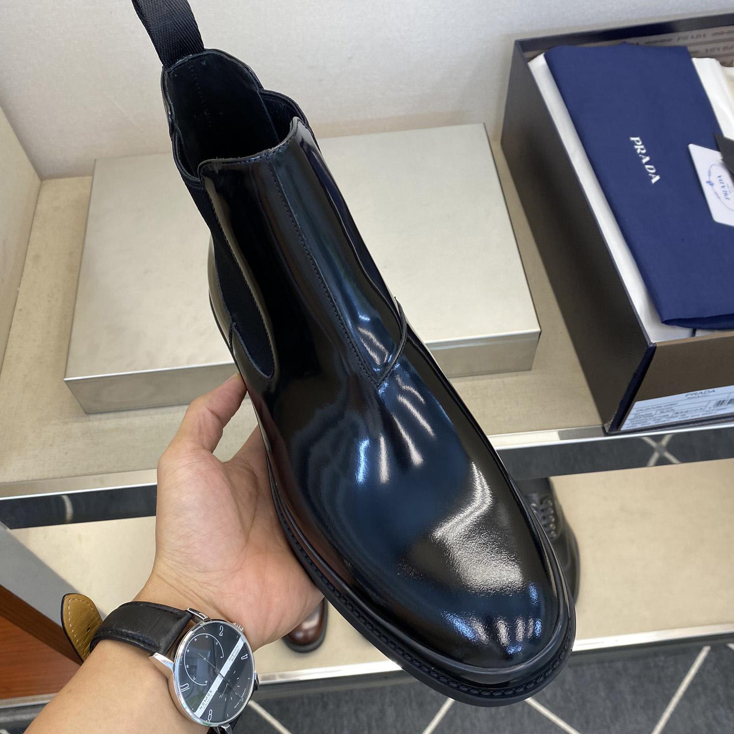 Prada Brushed Leather Chelsea Boots - DopestKickz