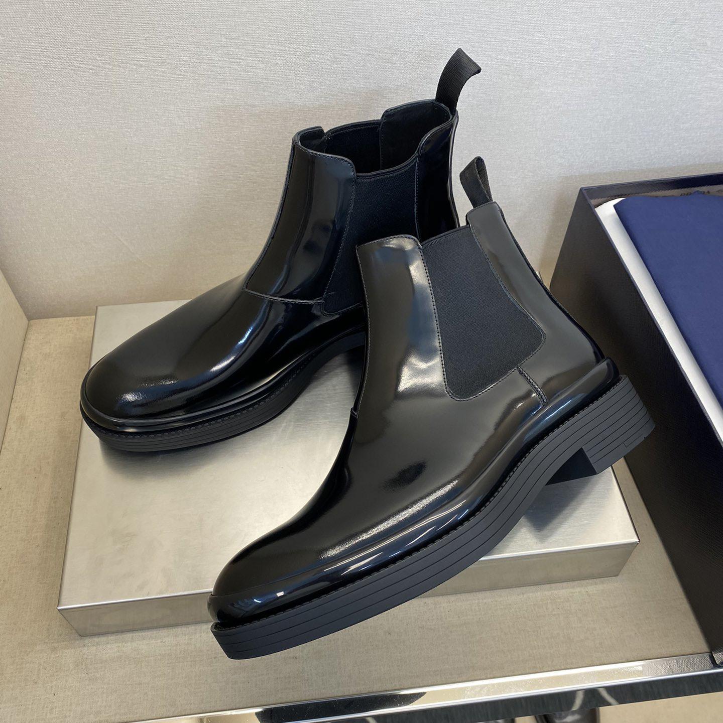 Prada Brushed Leather Chelsea Boots - DopestKickz