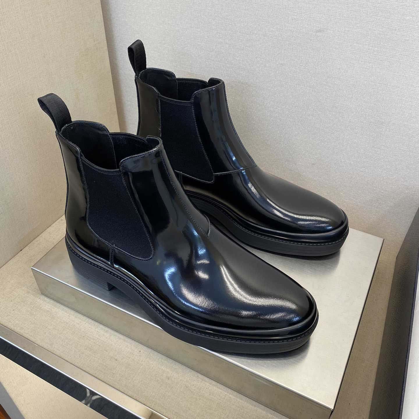 Prada Brushed Leather Chelsea Boots - DopestKickz