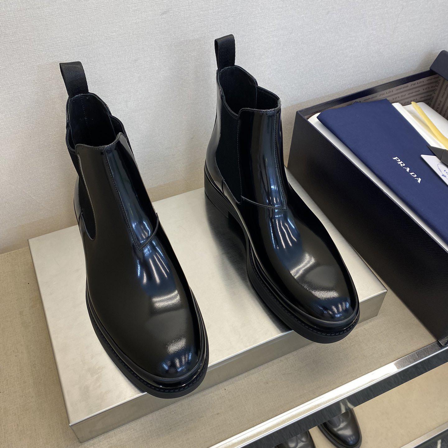 Prada Brushed Leather Chelsea Boots - DopestKickz
