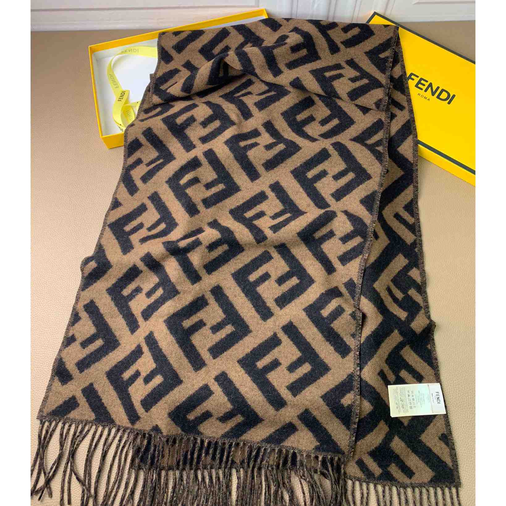 Fendi Brown Cashmere Scarf - DopestKickz