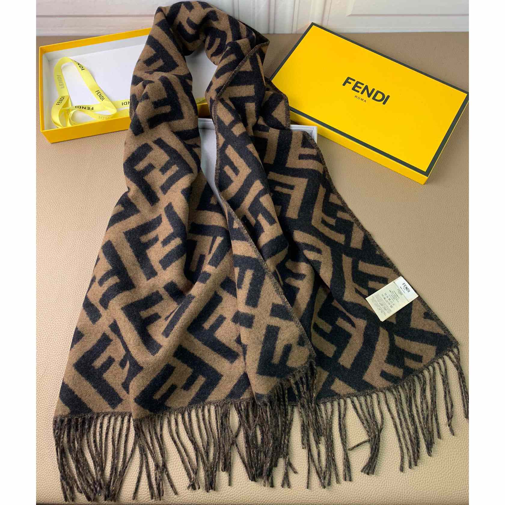Fendi Brown Cashmere Scarf - DopestKickz