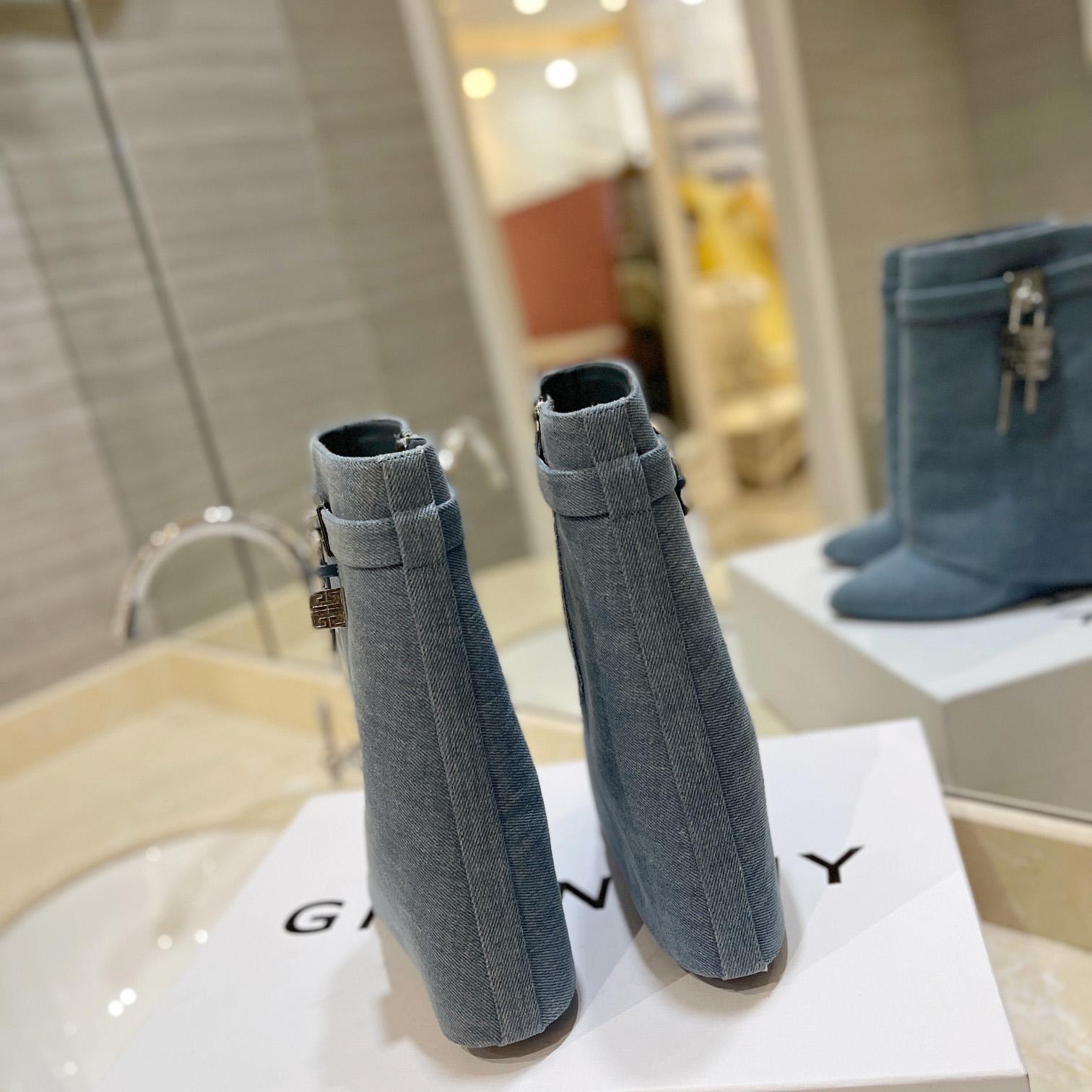 Givenchy Shark Lock Ankle Boots In Denim - DopestKickz