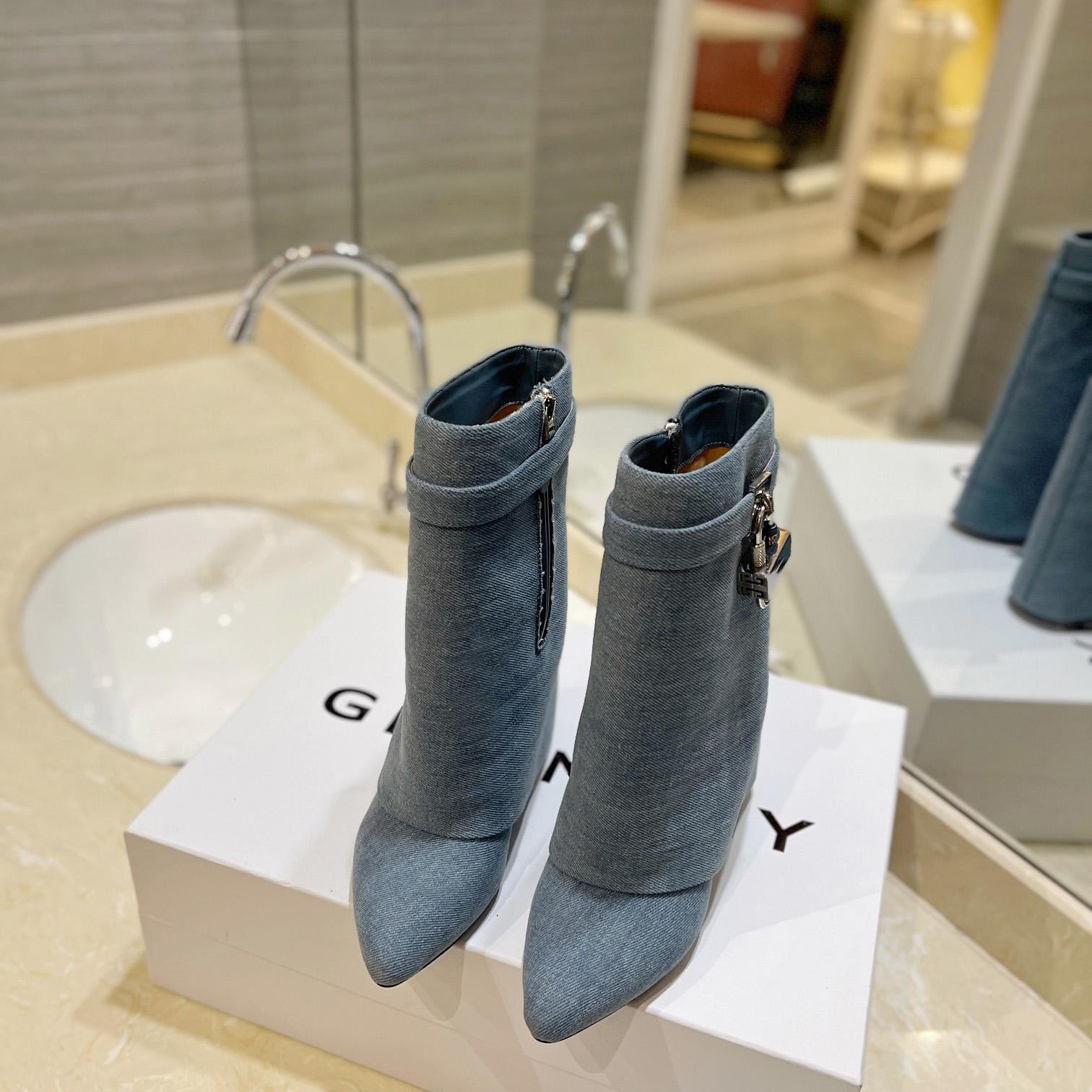 Givenchy Shark Lock Ankle Boots In Denim - DopestKickz