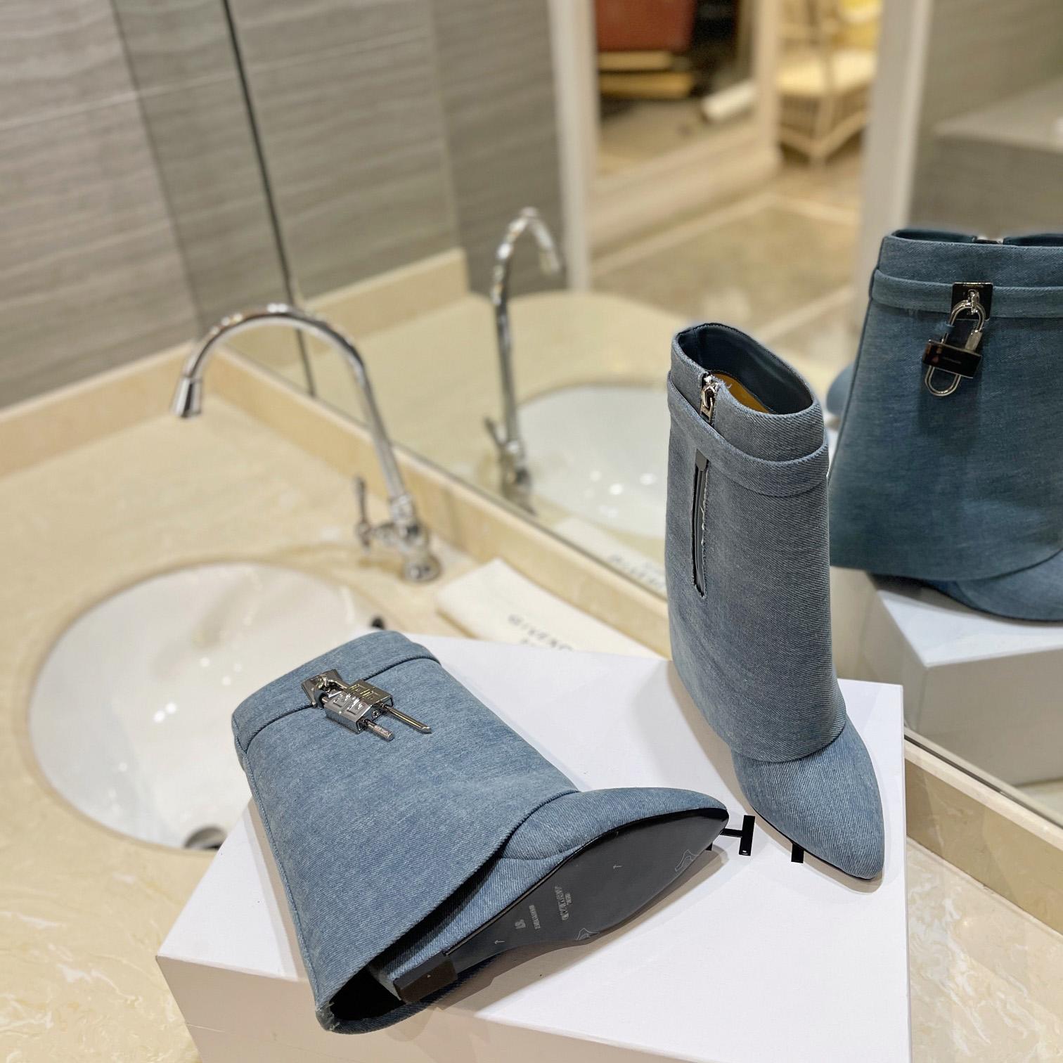 Givenchy Shark Lock Ankle Boots In Denim - DopestKickz