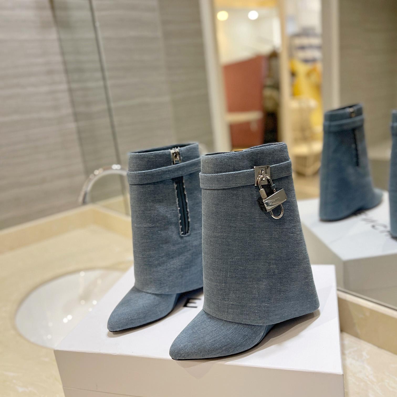 Givenchy Shark Lock Ankle Boots In Denim - DopestKickz