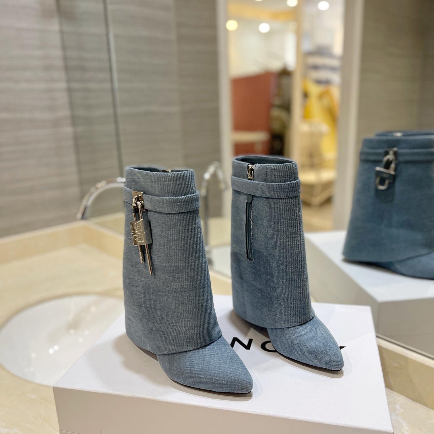 Givenchy Shark Lock Ankle Boots In Denim - DopestKickz