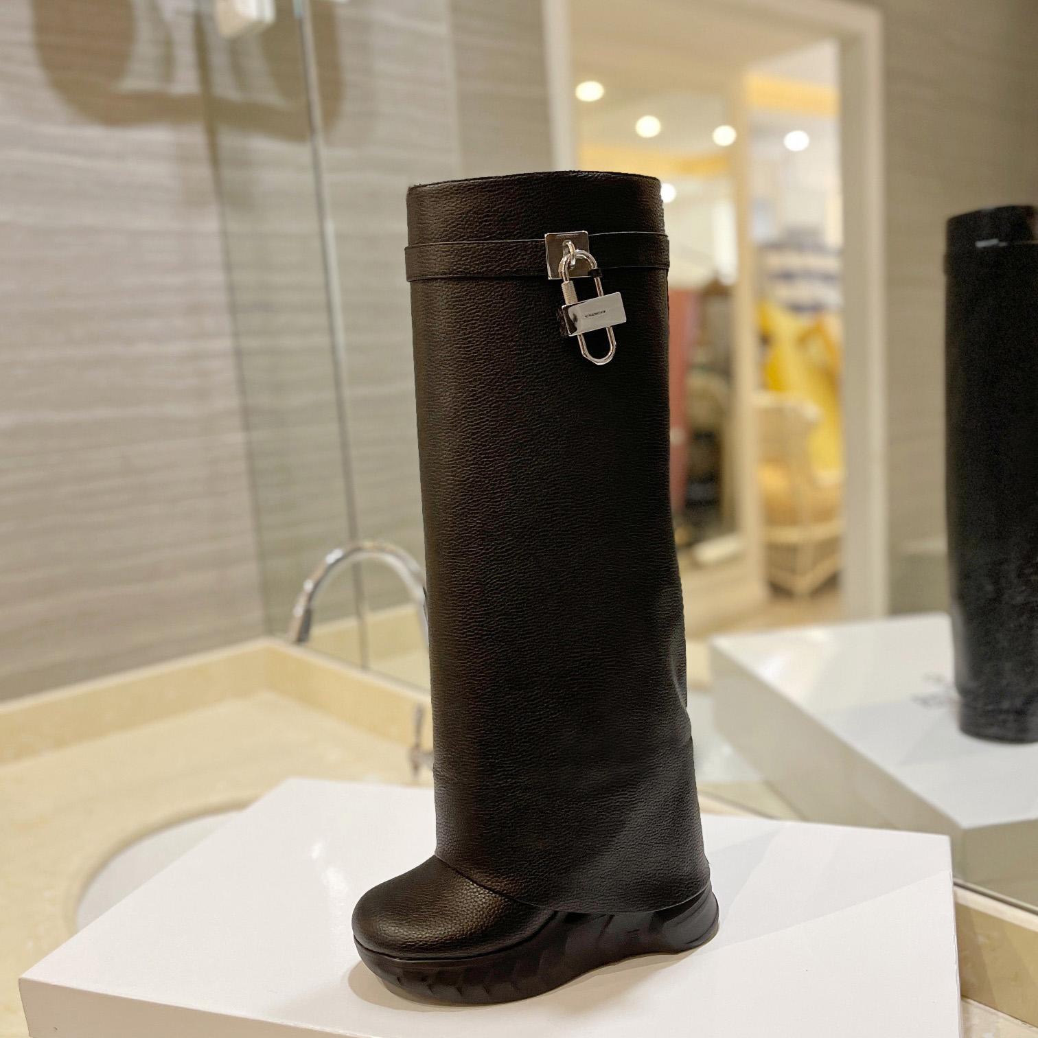 Givenchy Shark Lock Biker Boots In Grained Leather - DopestKickz