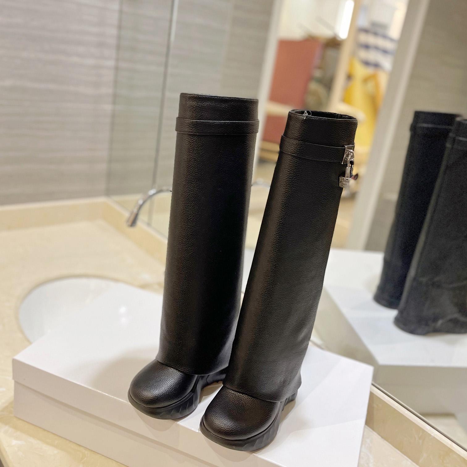 Givenchy Shark Lock Biker Boots In Grained Leather - DopestKickz