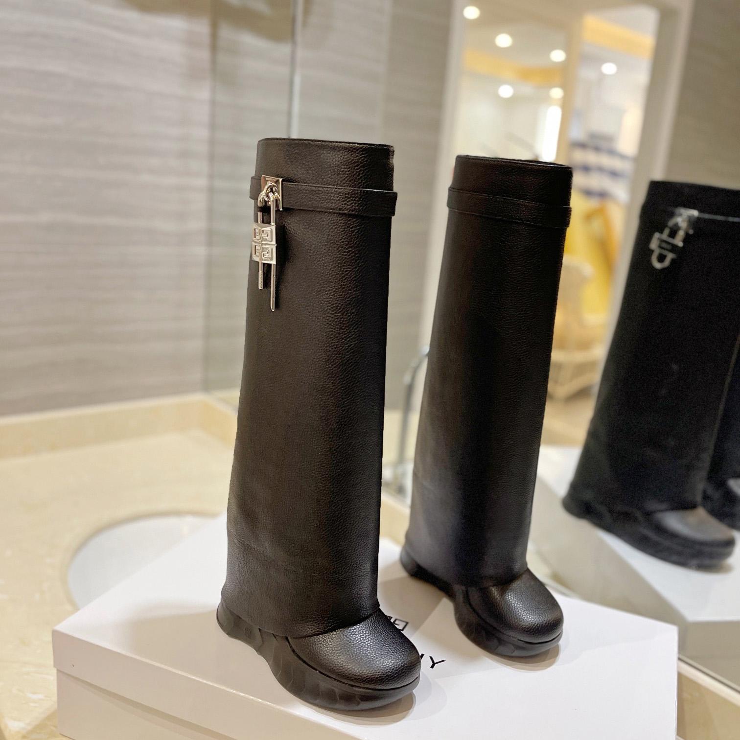 Givenchy Shark Lock Biker Boots In Grained Leather - DopestKickz