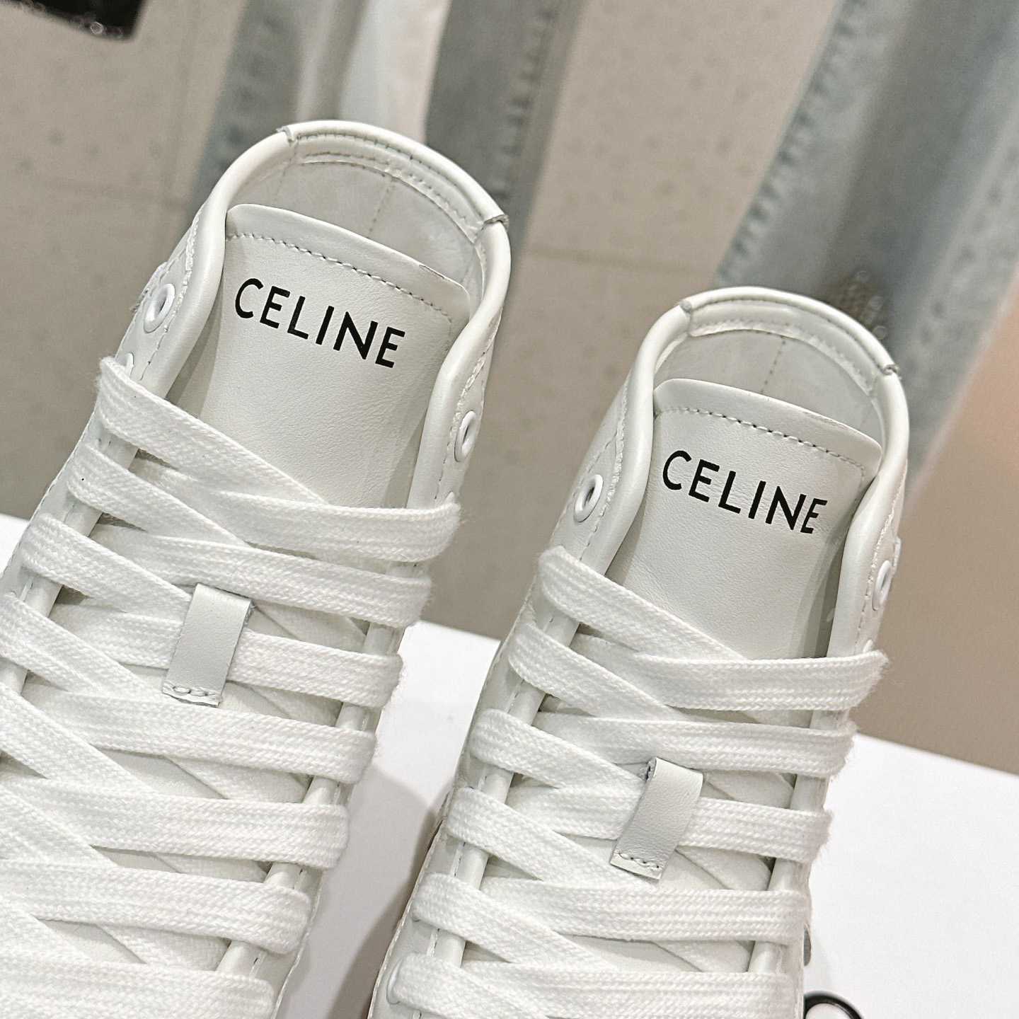Celine AS-02 Mid Low Lace-up Celine Alan Sneakers With Triomphe Patch In Calfskin - DopestKickz