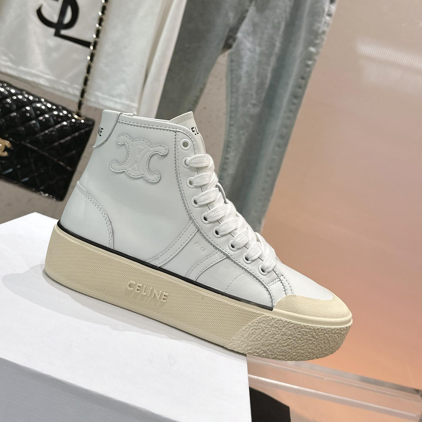 Celine AS-02 Mid Low Lace-up Celine Alan Sneakers With Triomphe Patch In Calfskin - DopestKickz