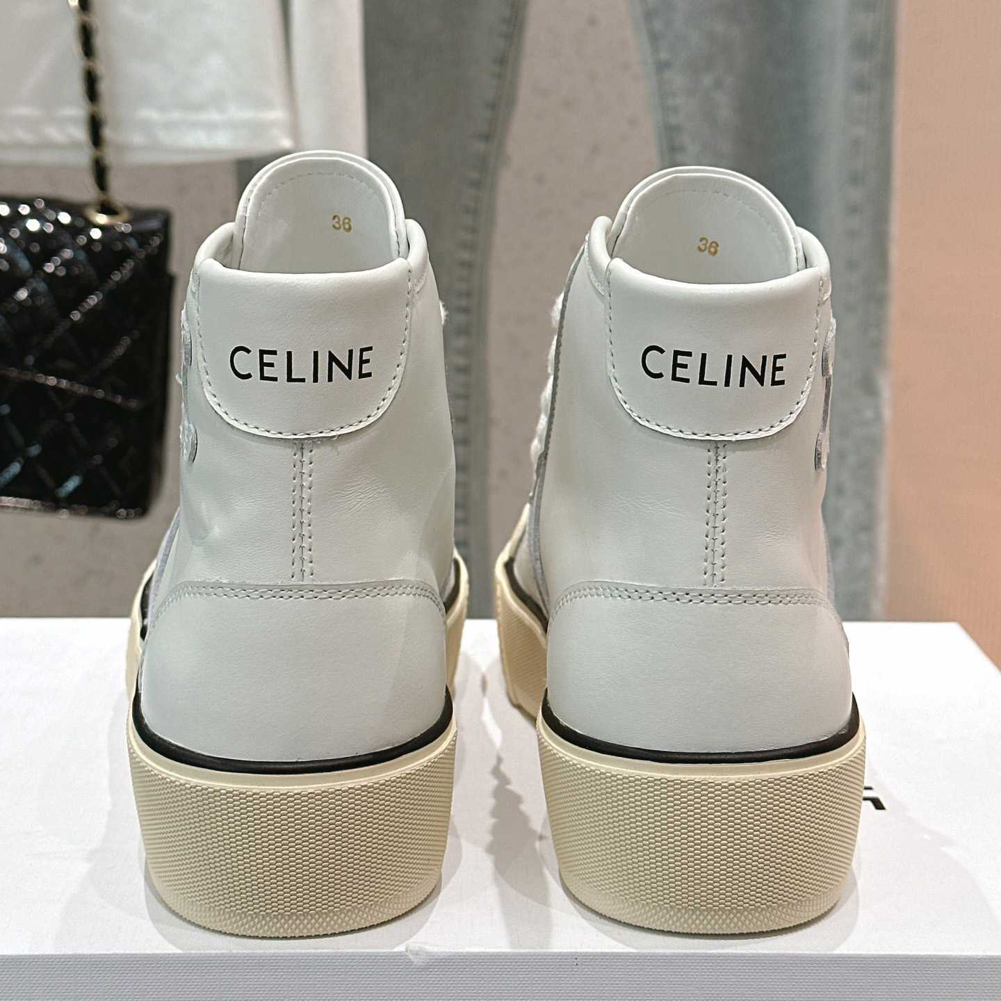 Celine AS-02 Mid Low Lace-up Celine Alan Sneakers With Triomphe Patch In Calfskin - DopestKickz