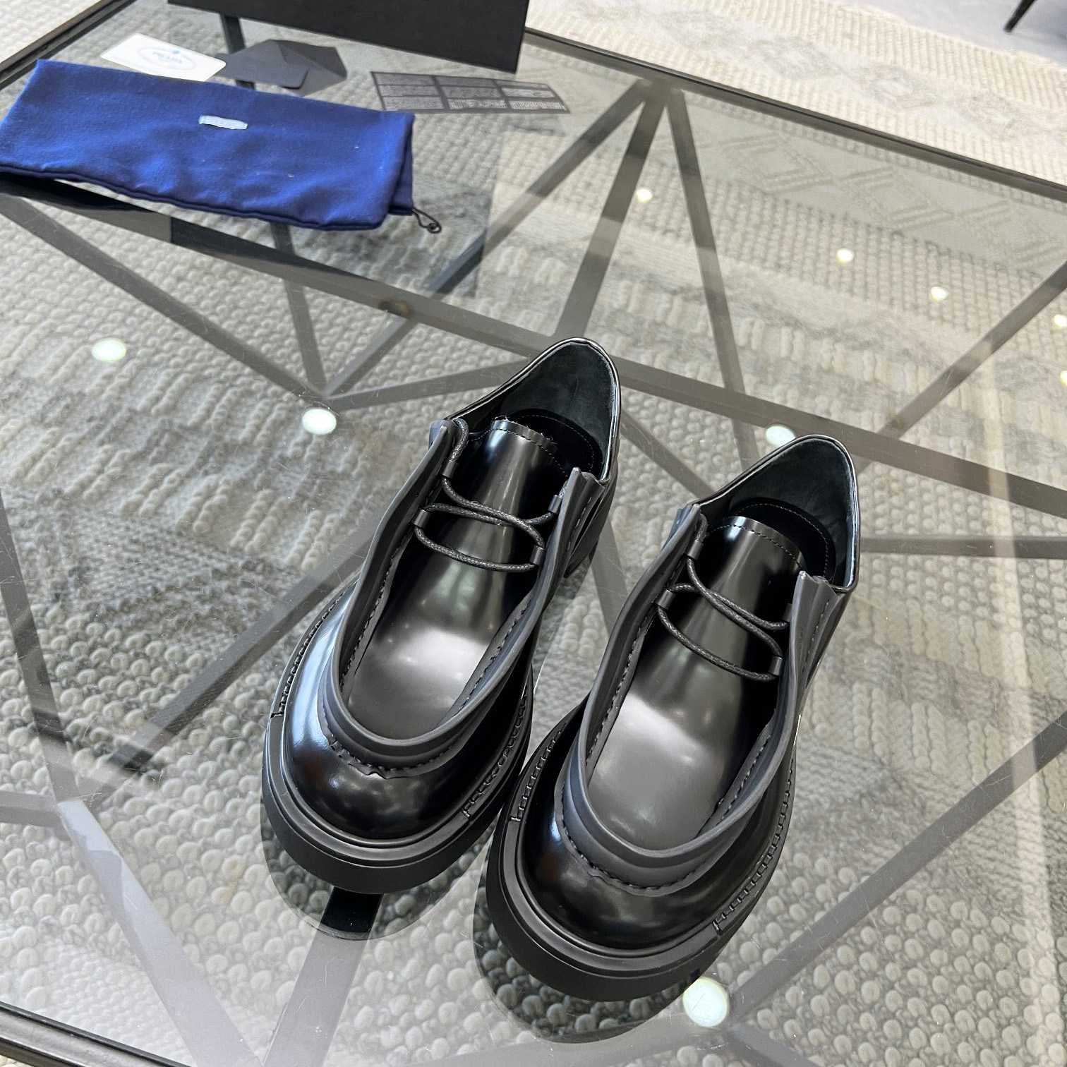 Prada Brushed Leather Lace-up Shoes - DopestKickz