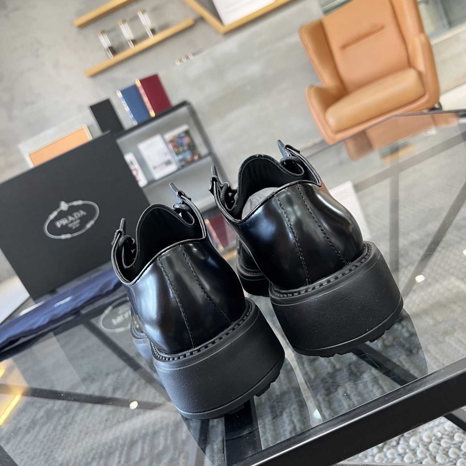 Prada Brushed Leather Lace-up Shoes - DopestKickz