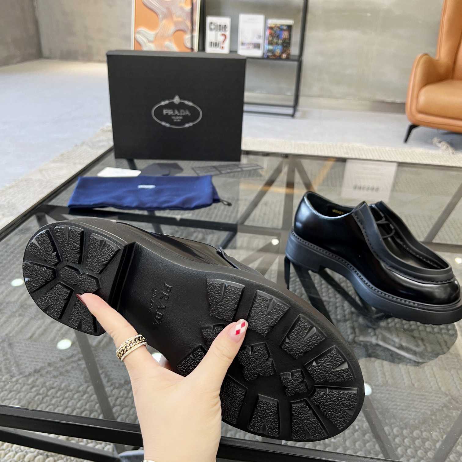 Prada Brushed Leather Lace-up Shoes - DopestKickz