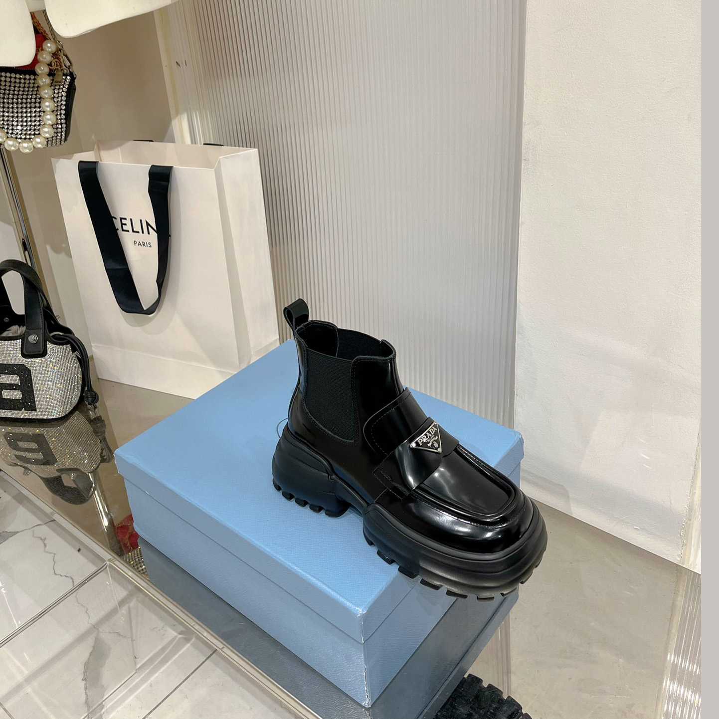 Prada Monolith Brushed Leather Flatform Loafers - DopestKickz