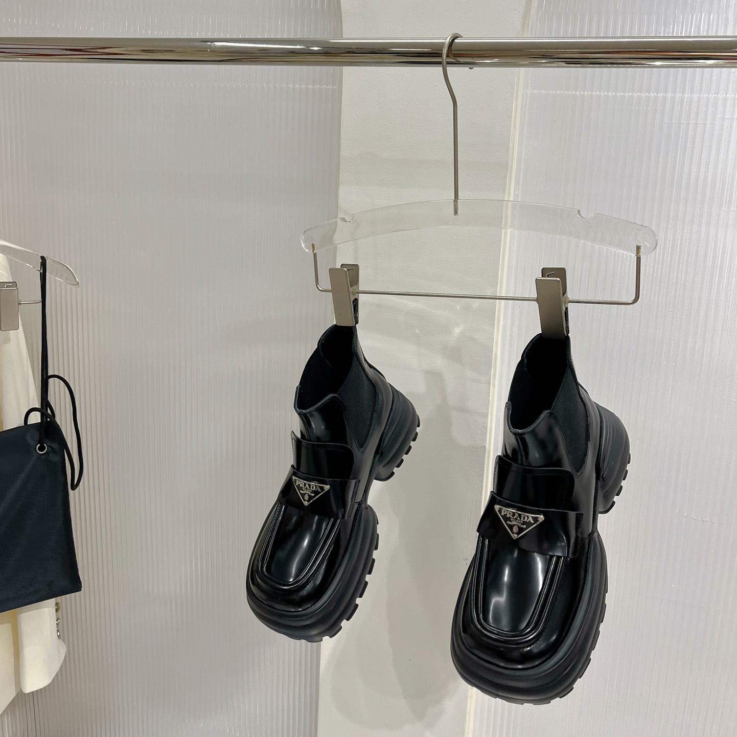 Prada Monolith Brushed Leather Flatform Loafers - DopestKickz