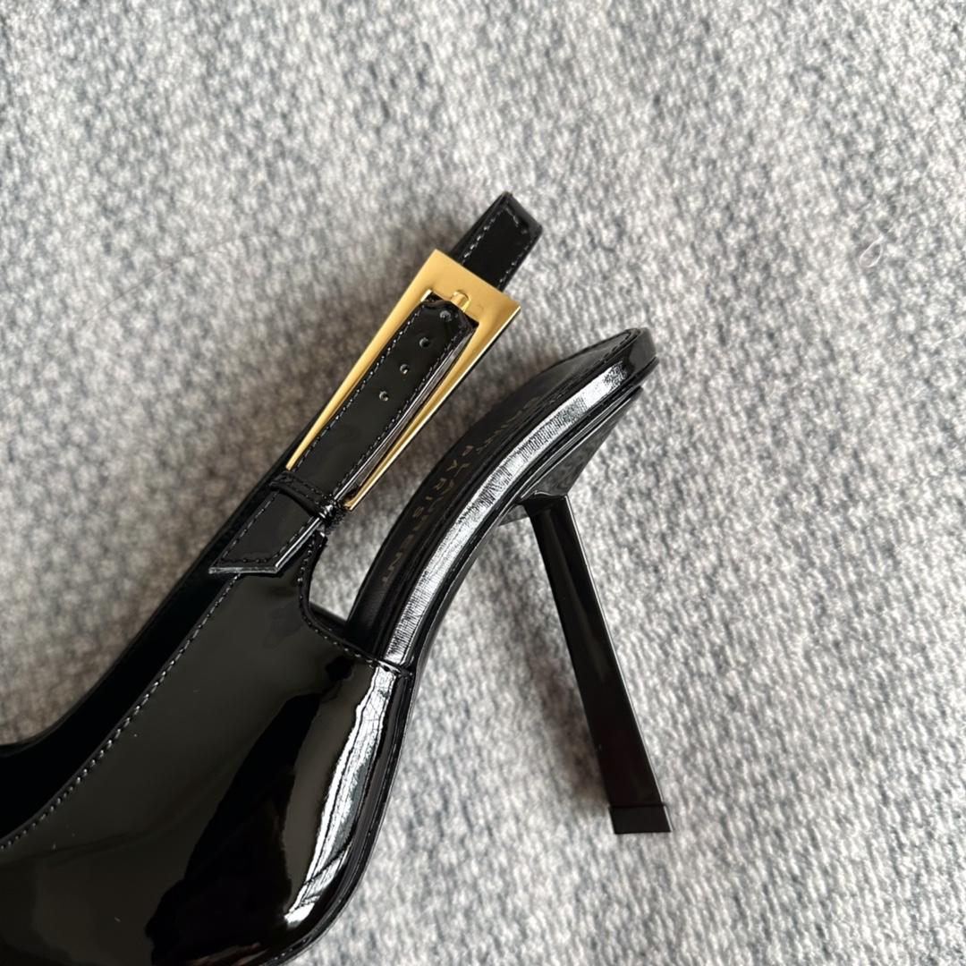 Saint Laurent Lee Slingback Pumps In Patent Leather - DopestKickz