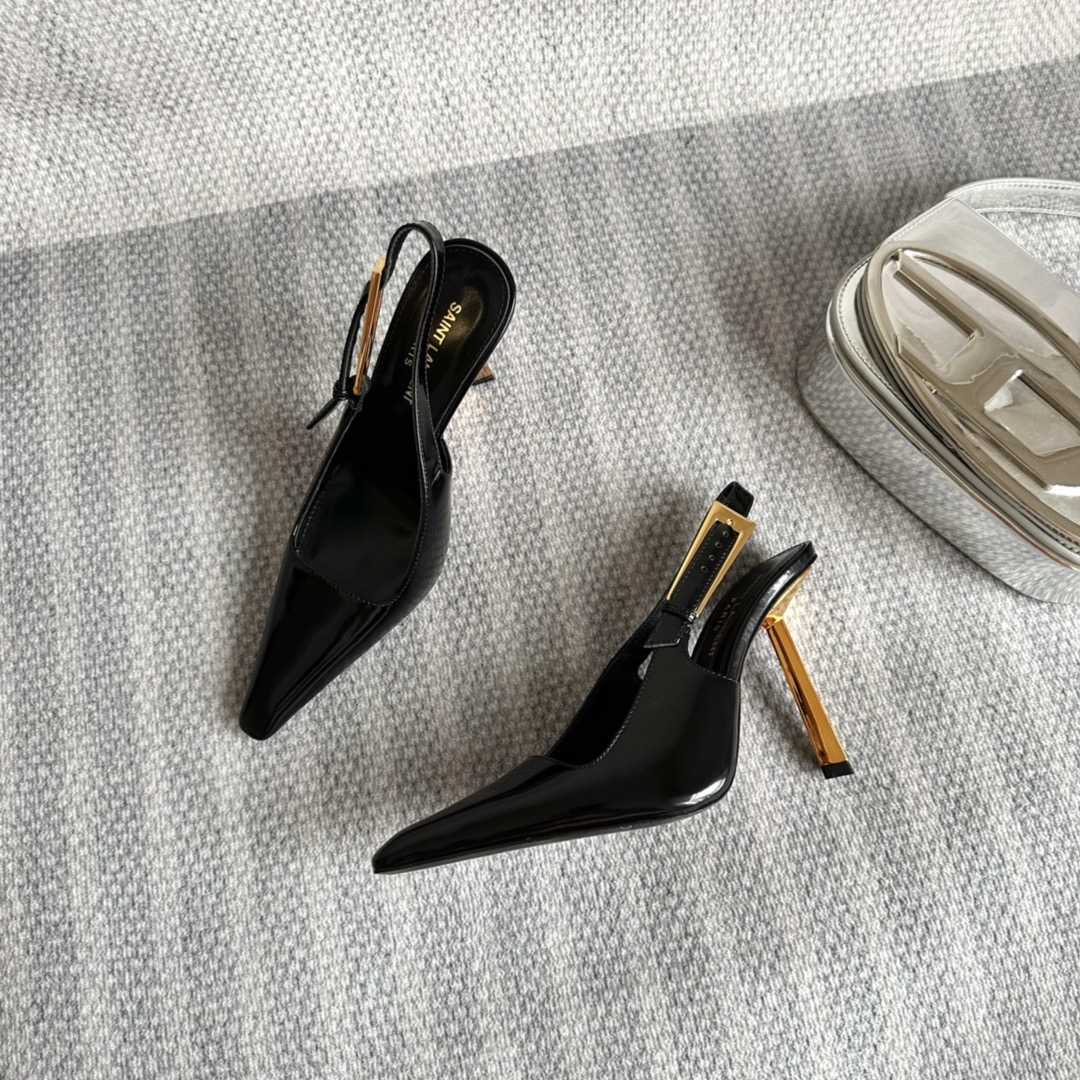 Saint Laurent Lee Slingback Pumps In Glazed Leather - DopestKickz