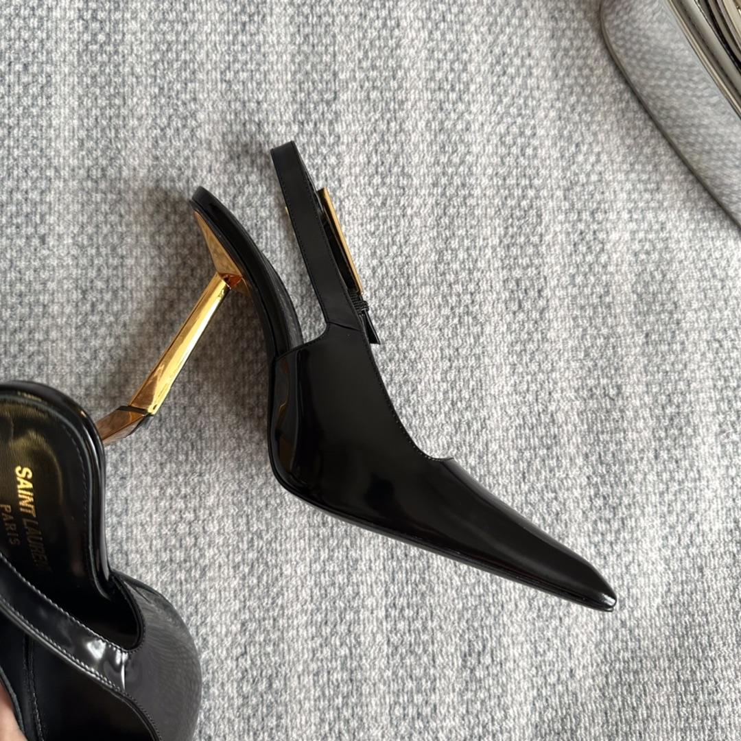 Saint Laurent Lee Slingback Pumps In Glazed Leather - DopestKickz