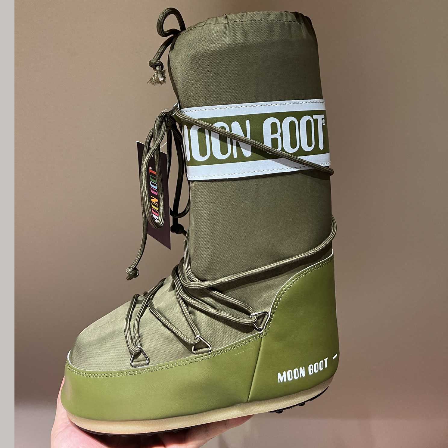 Moon Boot Icon Junior Khaki Nylon Boots - DopestKickz