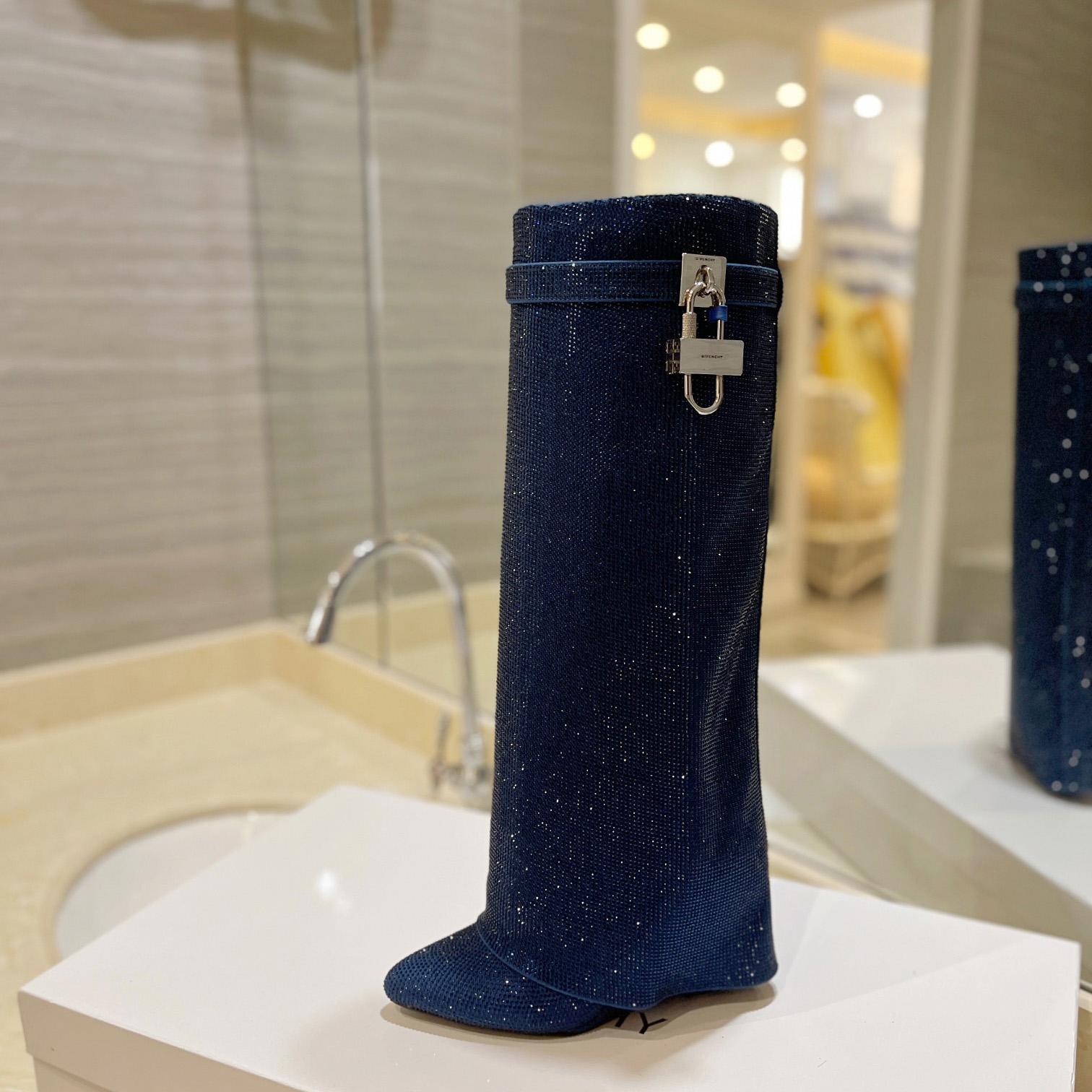 Givenchy Shark Lock Boots In Satin With Strass - DopestKickz