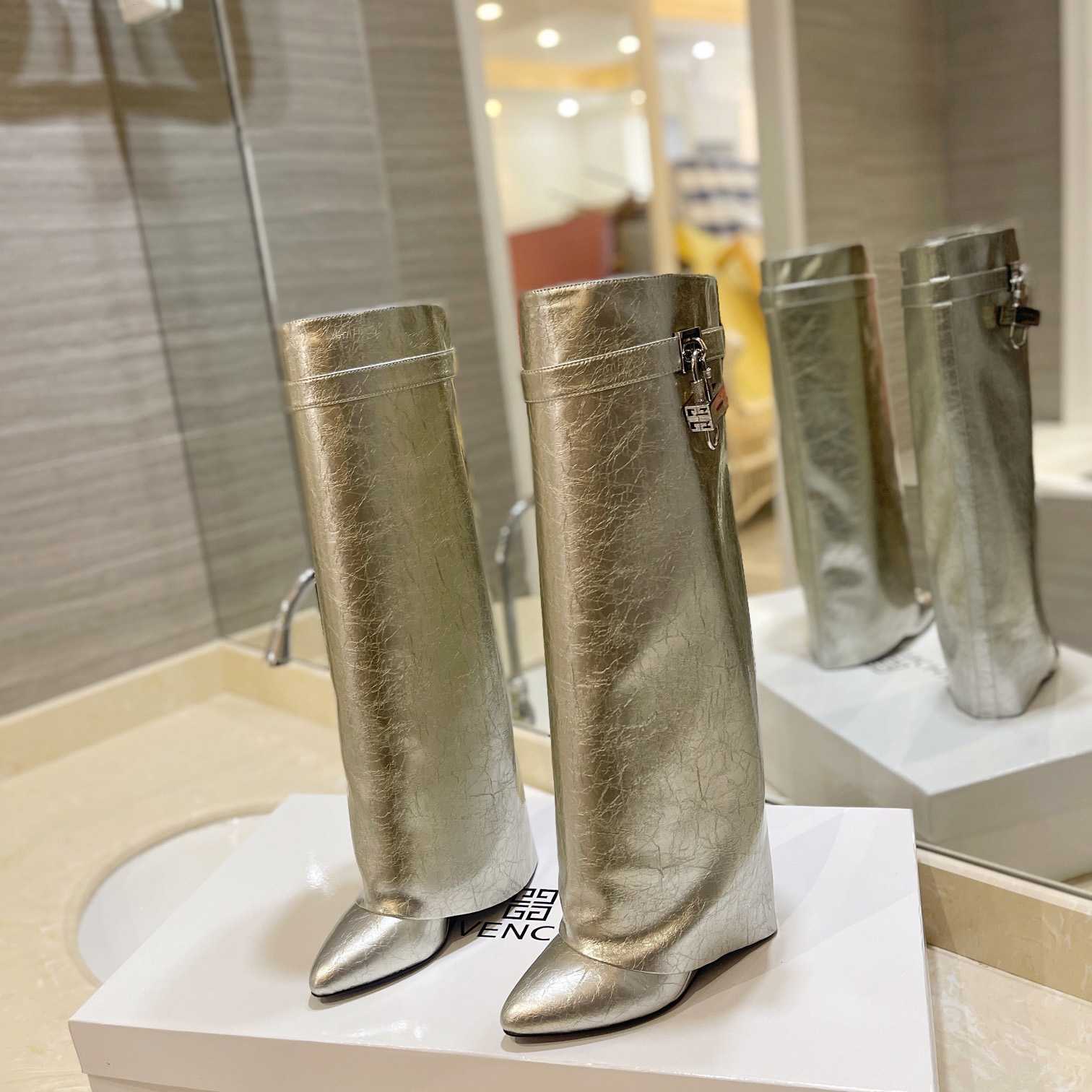 Givenchy Shark Lock Boots In Metallized Leather - DopestKickz